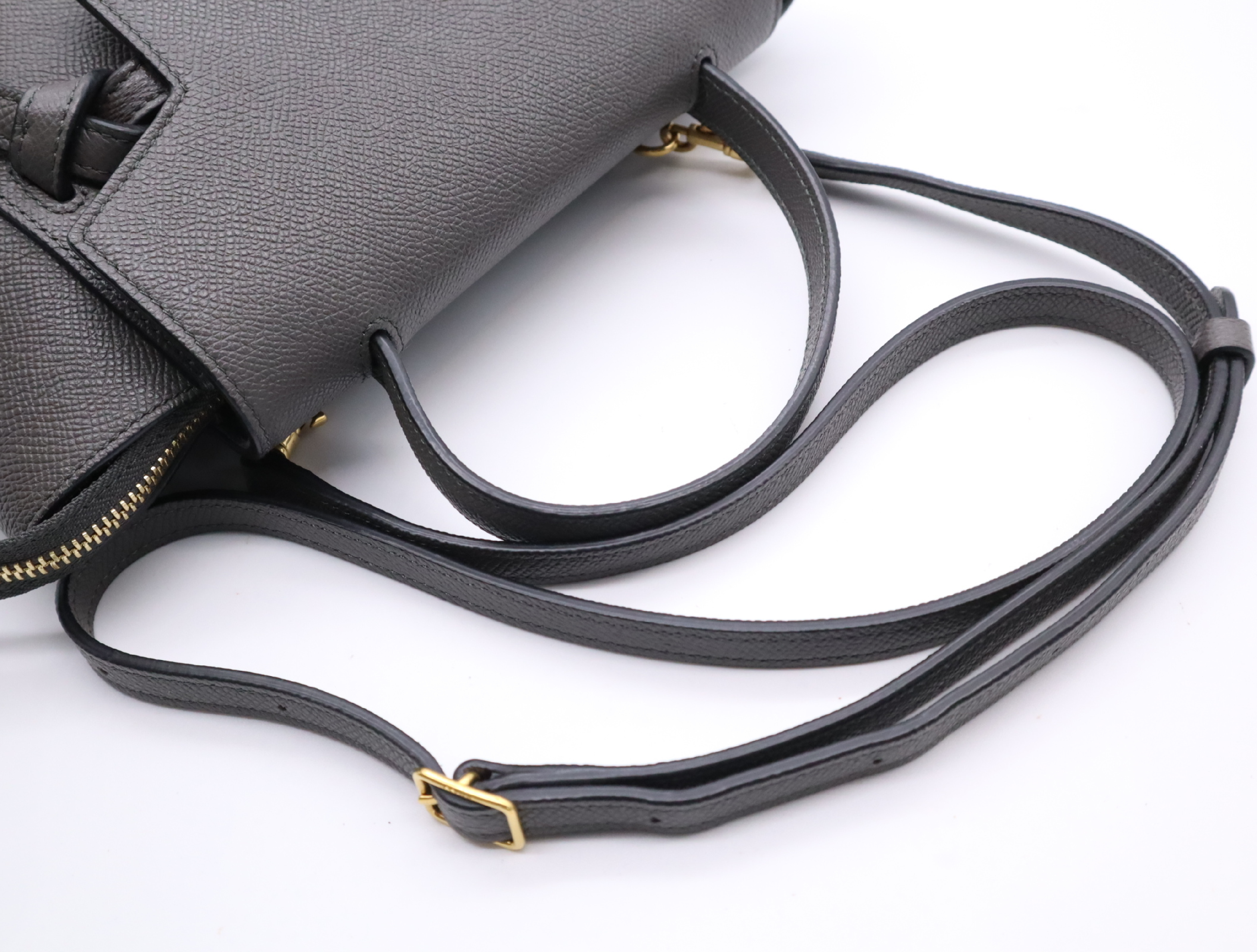 Leather Belt Bag Nano 2-Way Handbag, Gray, with Shoulder Strap and Dust Bag, Shoulder Bag — view 12