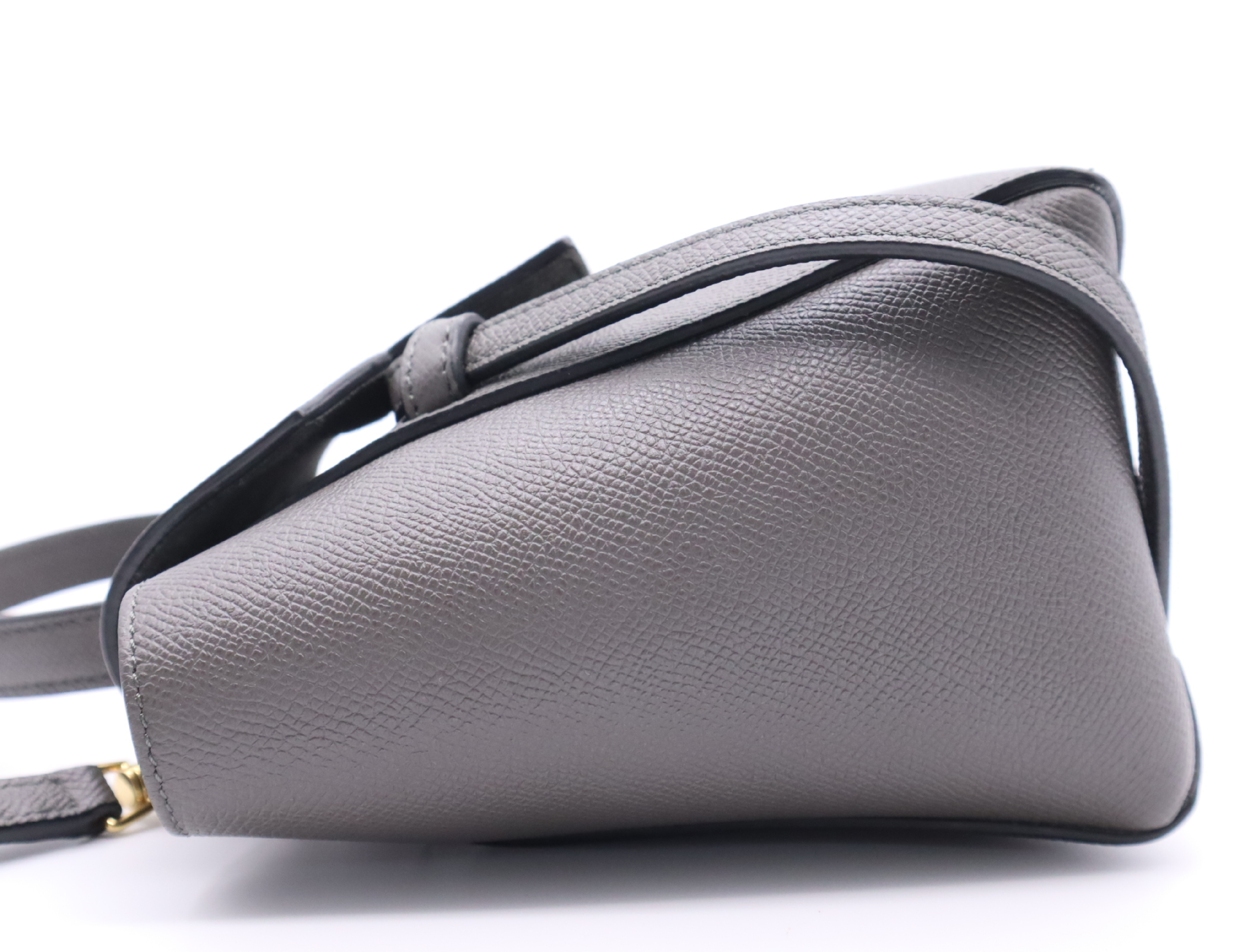 Leather Belt Bag Nano 2-Way Handbag, Gray, with Shoulder Strap and Dust Bag, Shoulder Bag — view 3