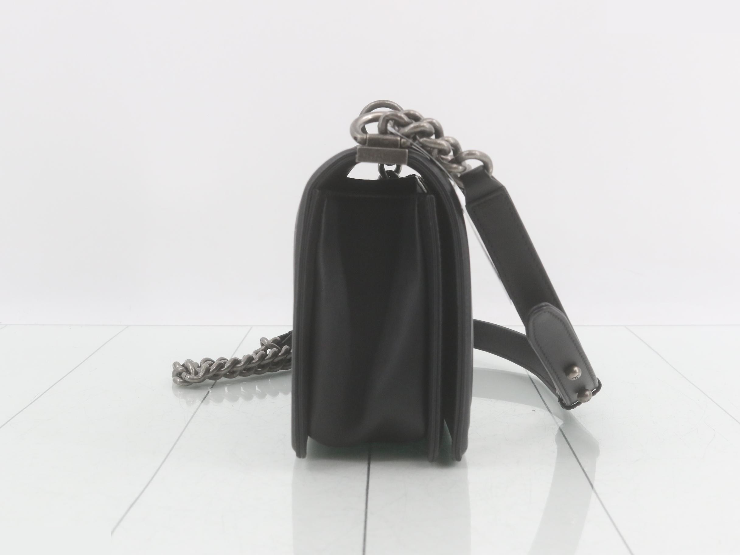 Boy Chanel Leather Chain Shoulder Bag — view 4