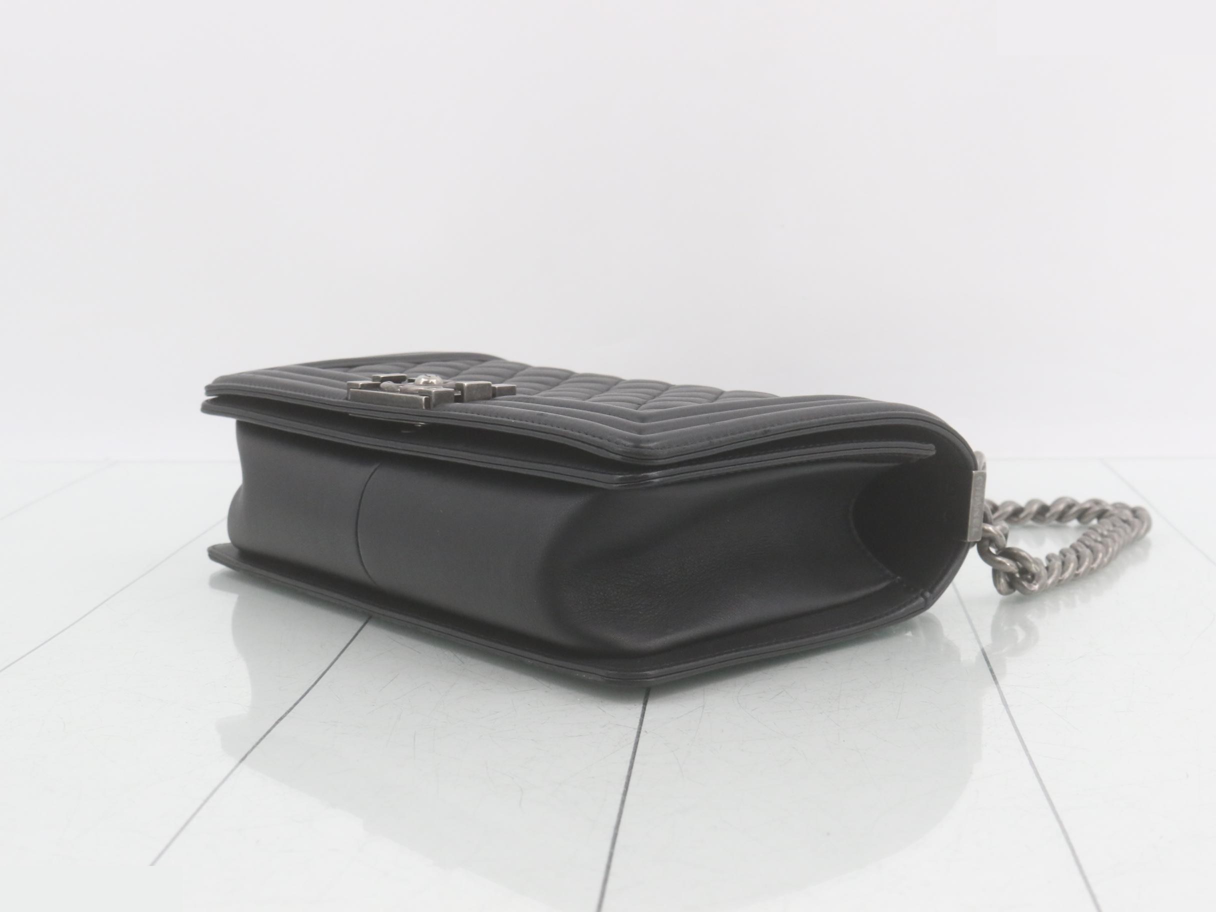 Boy Chanel Leather Chain Shoulder Bag — view 6