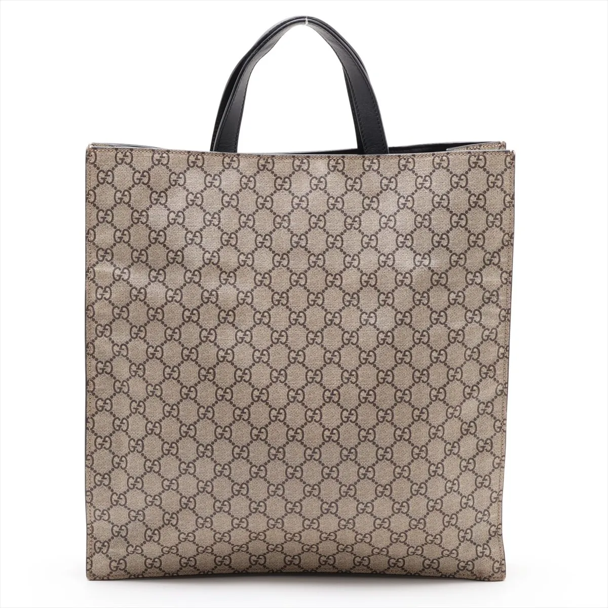 GG Supreme PVC x Leather 2-Way Tote Bag, Beige x Black, 450950 — view 2