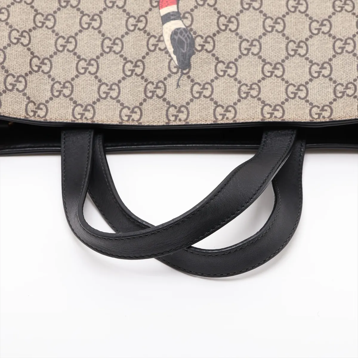 GG Supreme PVC x Leather 2-Way Tote Bag, Beige x Black, 450950 — view 5