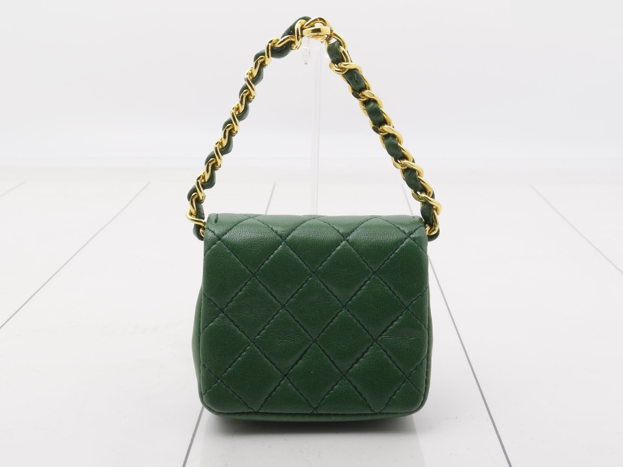 Matelassé Pouch, Green, GP Lambskin — view 2