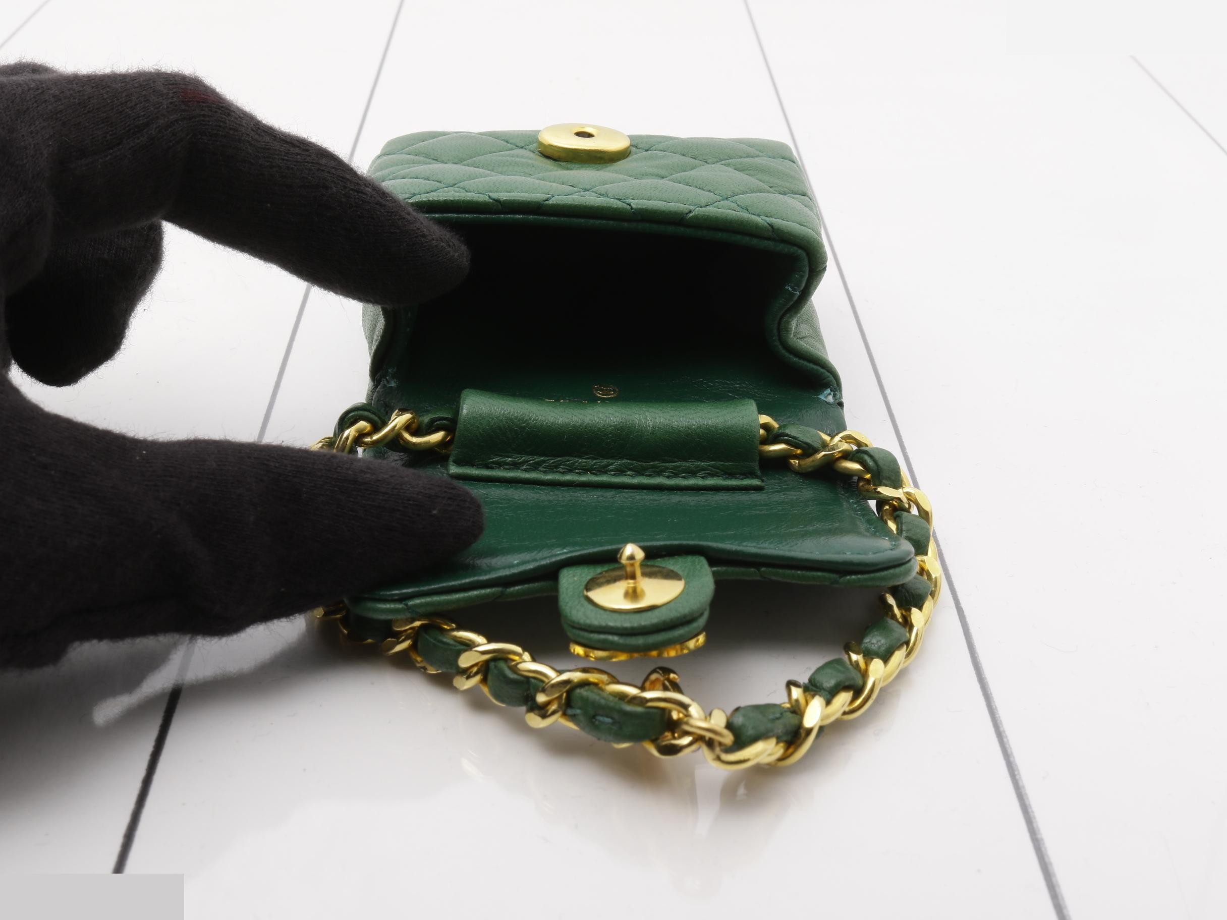 Matelassé Pouch, Green, GP Lambskin — view 4