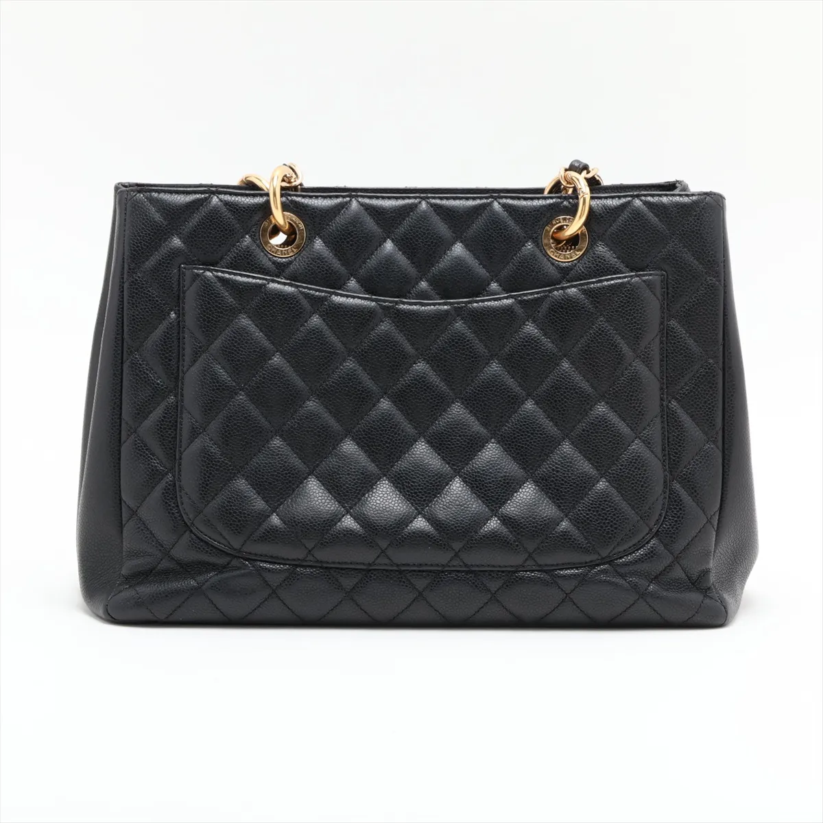 GST Caviar Skin Chain Tote Bag, Black with Gold Hardware, 20573474, Serial Number in the 20s, A50995 — view 2