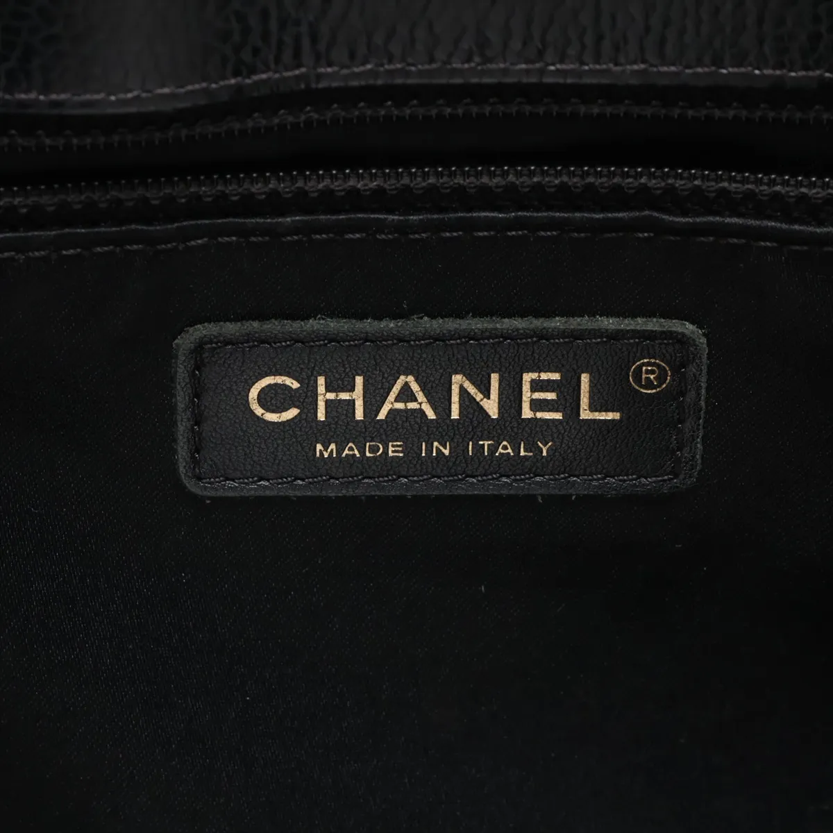 GST Caviar Skin Chain Tote Bag, Black with Gold Hardware, 20573474, Serial Number in the 20s, A50995 — view 13