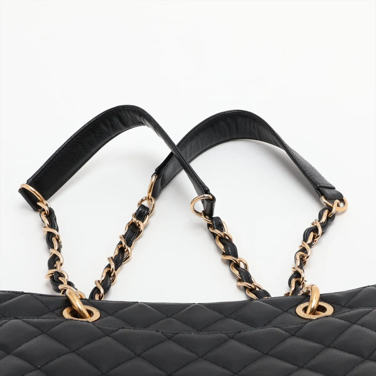 GST Caviar Skin Chain Tote Bag, Black with Gold Hardware, 20573474, Serial Number in the 20s, A50995 — view 6