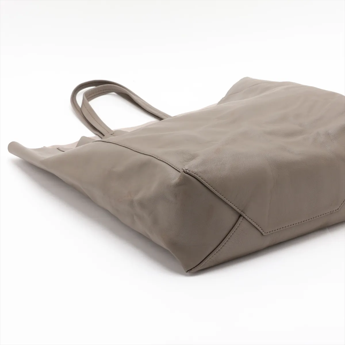 Horizontal Cabas Leather Tote Bag, Khaki — view 4