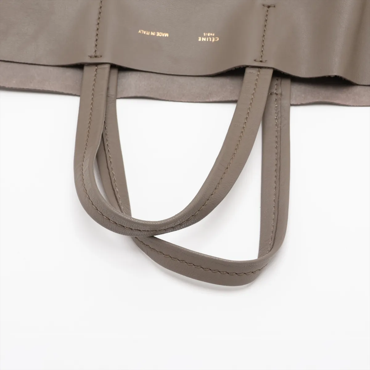 Horizontal Cabas Leather Tote Bag, Khaki — view 5