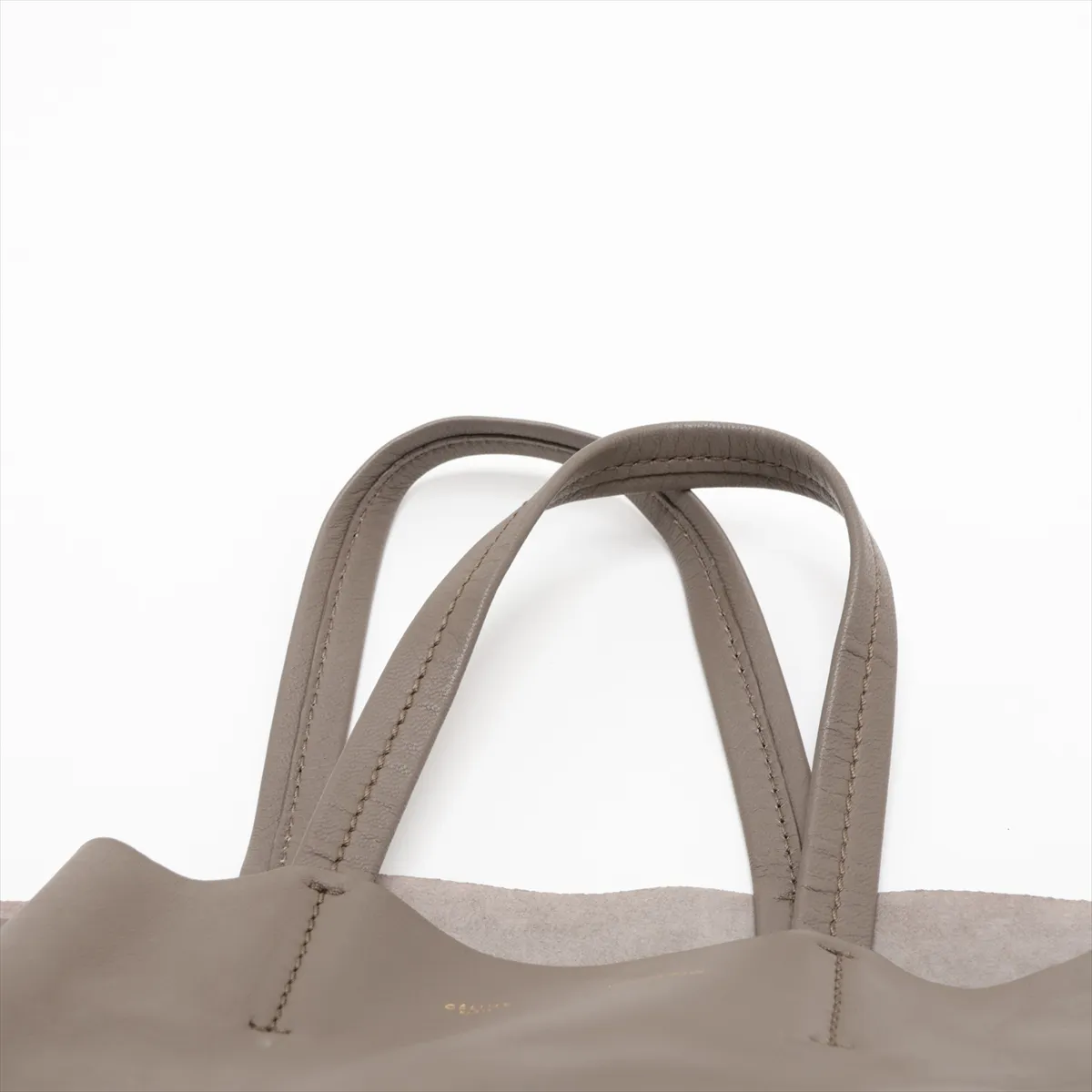 Horizontal Cabas Leather Tote Bag, Khaki — view 6