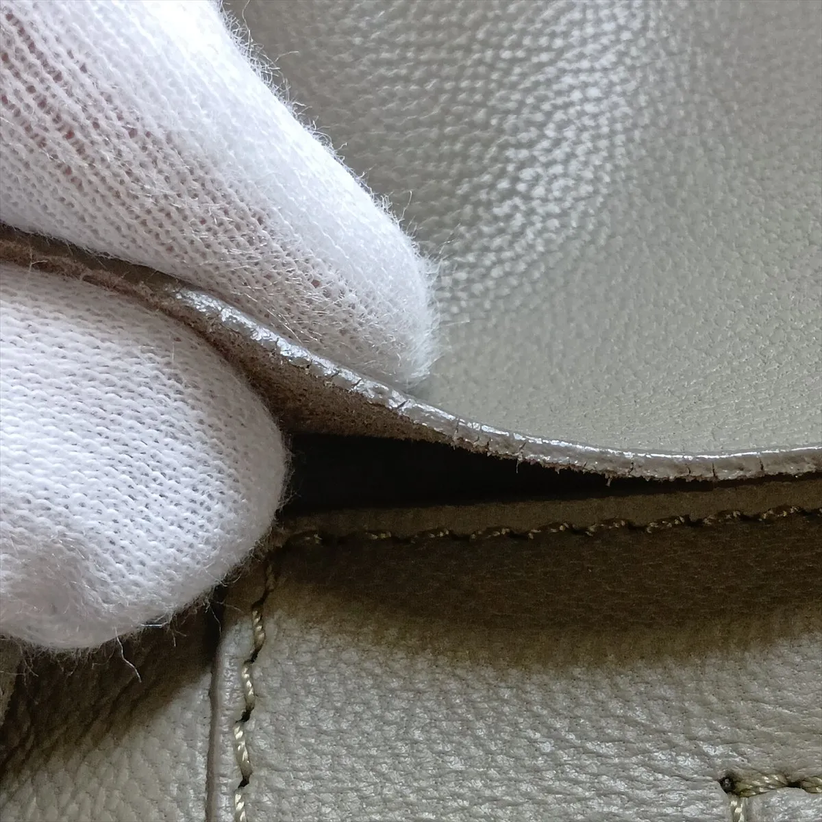 Horizontal Cabas Leather Tote Bag, Khaki — view 10