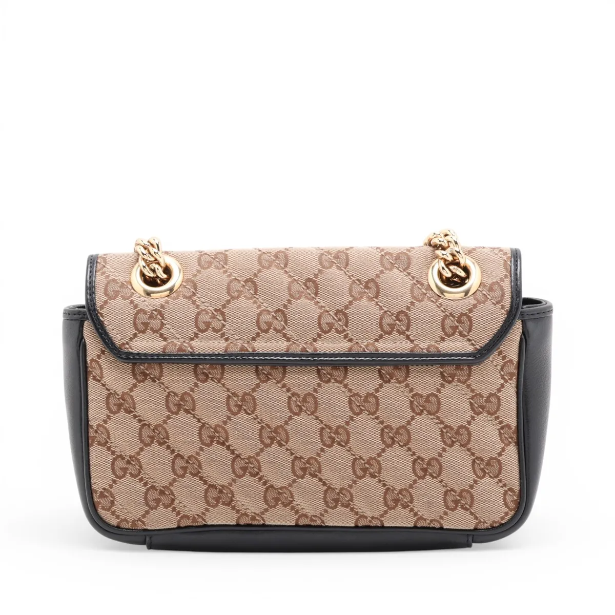 GG Canvas GG Marmont Canvas x Leather Chain Shoulder Bag Beige x Black 446744 — view 2