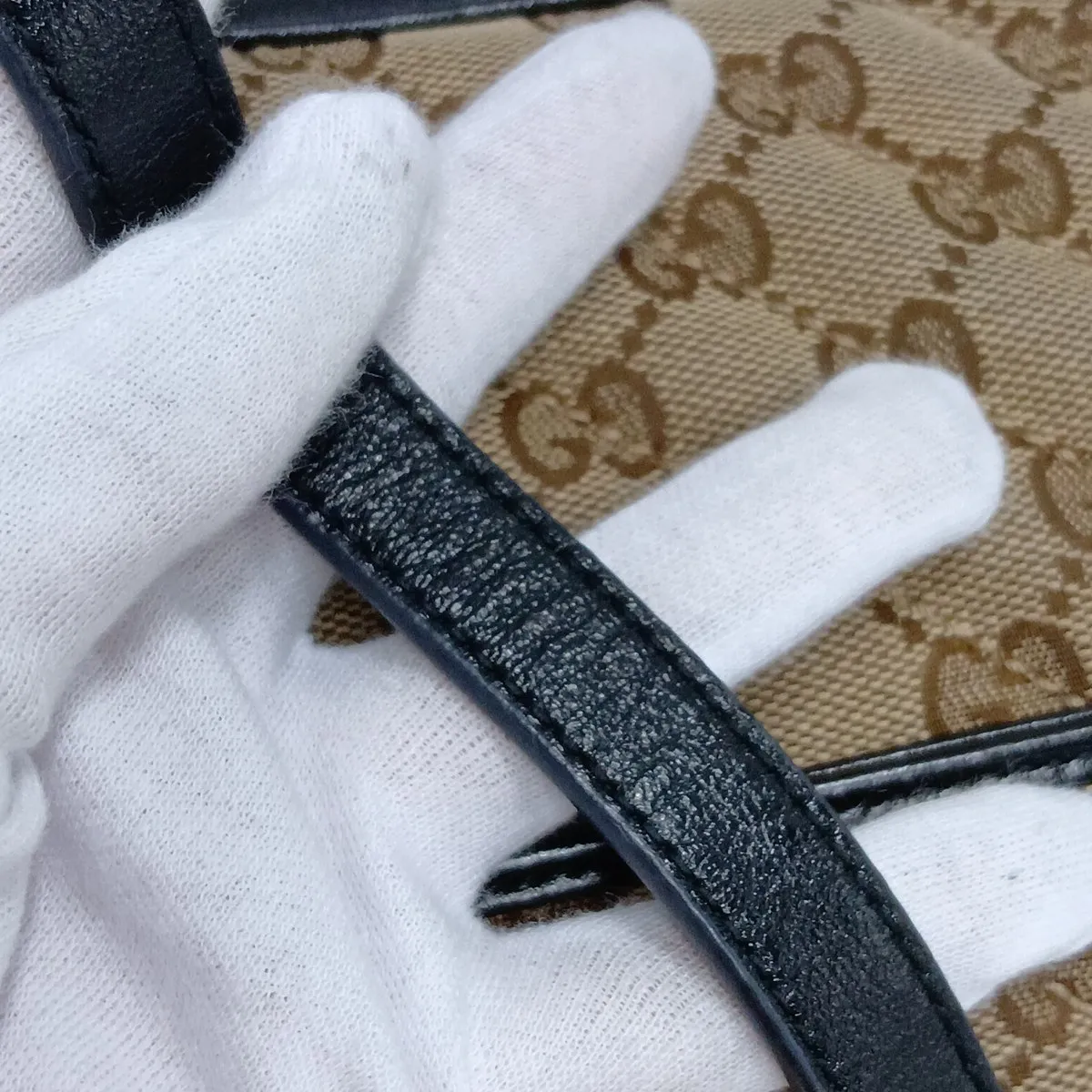 GG Canvas GG Marmont Canvas x Leather Chain Shoulder Bag Beige x Black 446744 — view 13