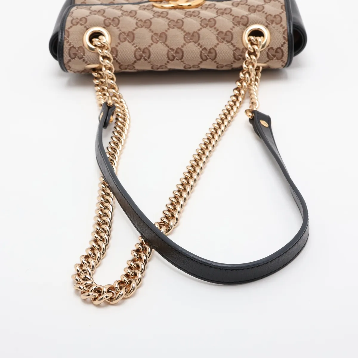 GG Canvas GG Marmont Canvas x Leather Chain Shoulder Bag Beige x Black 446744 — view 5