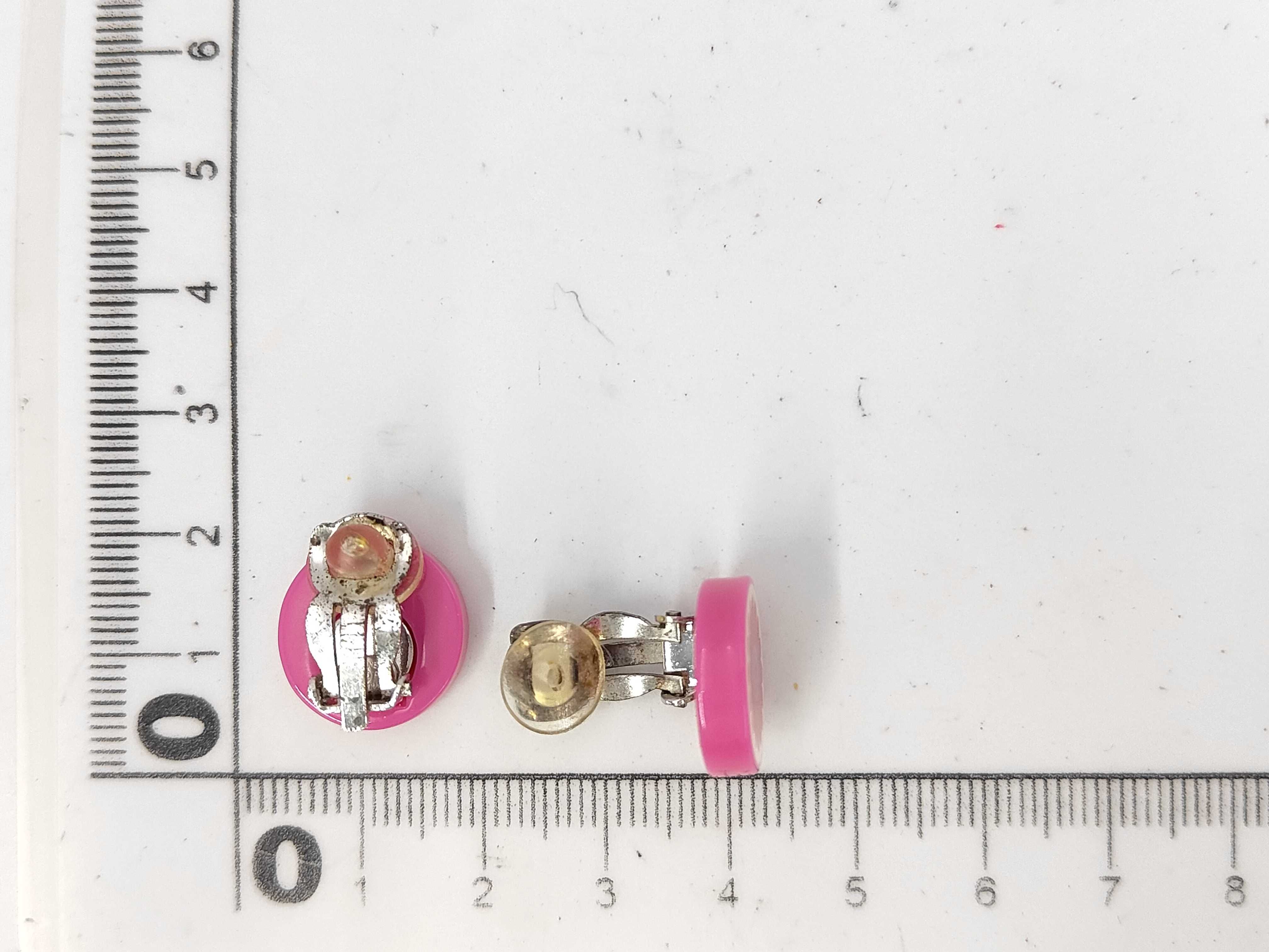 04P Flower Coco Mark Earrings, Round Button Clip-on, Pink, Total Weight 3.2g, Comes with Box. — view 5