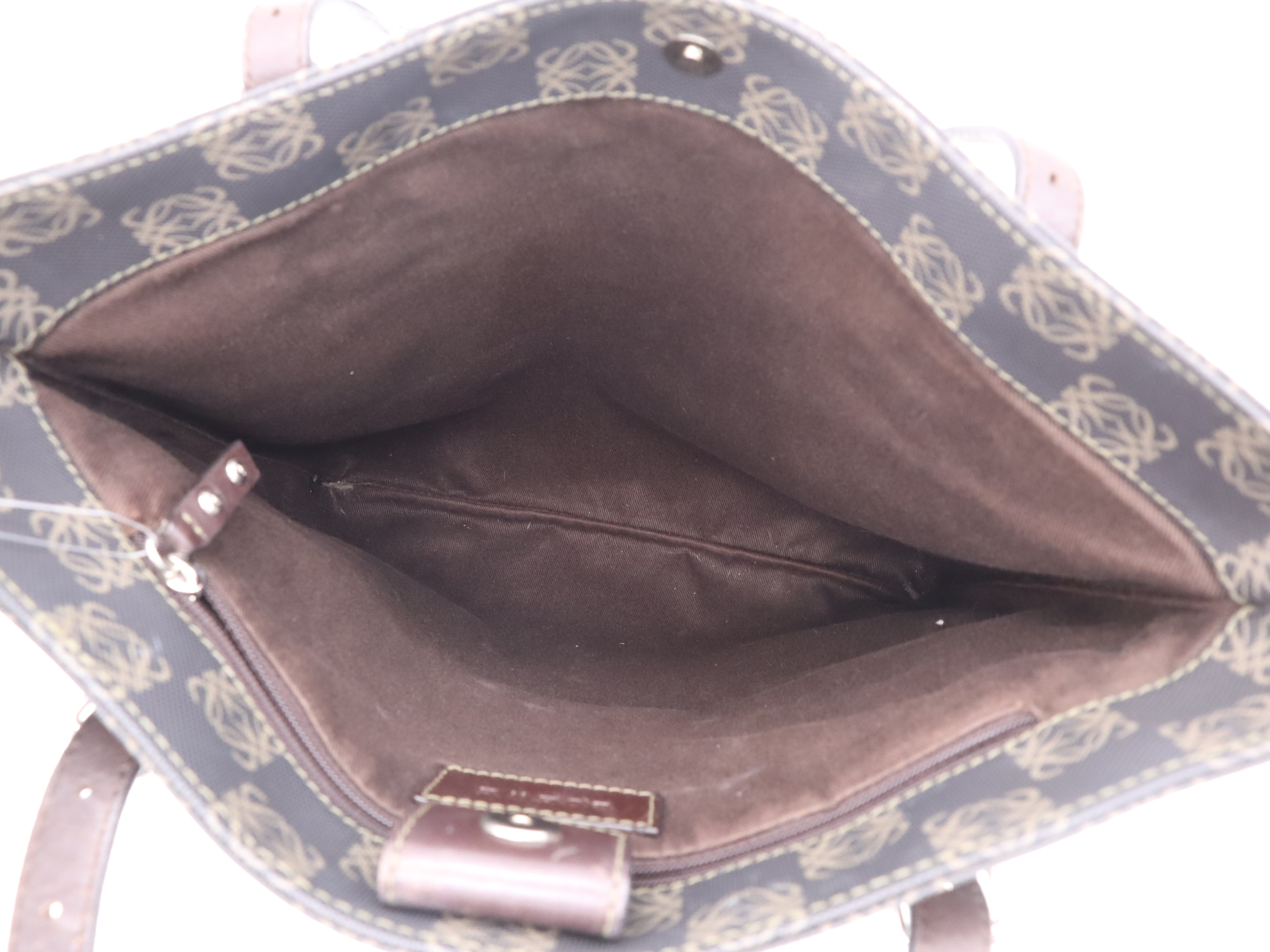 PVC/Leather Anagram Handbag, Black/Brown, Silver Hardware — view 14