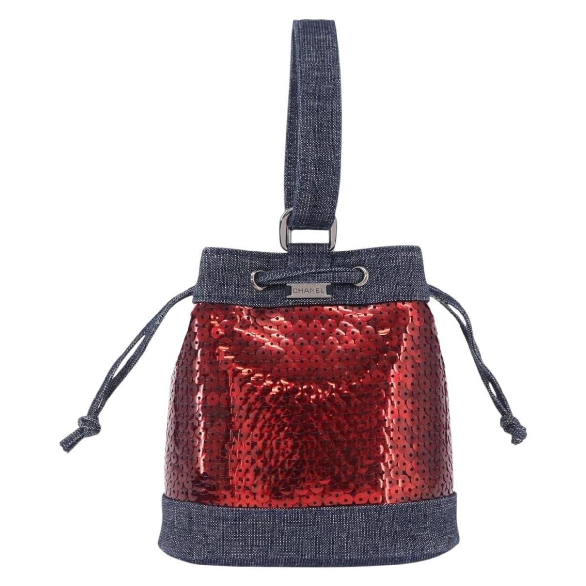Red Sequin and Denim Mini Bucket — view 13