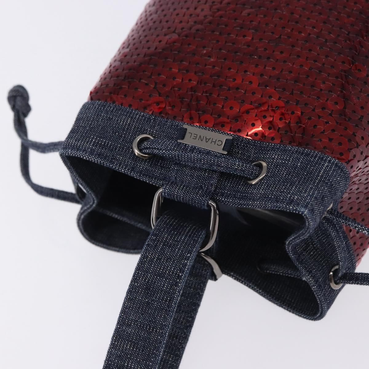 Red Sequin and Denim Mini Bucket — view 6