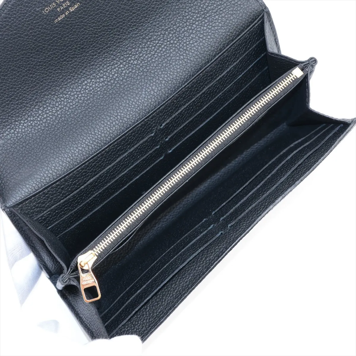 Bicolor Monogram Empreinte Portefeuille Sarah M80496 Noir x Cream Long Wallet with Initials; RFID detected. — view 4