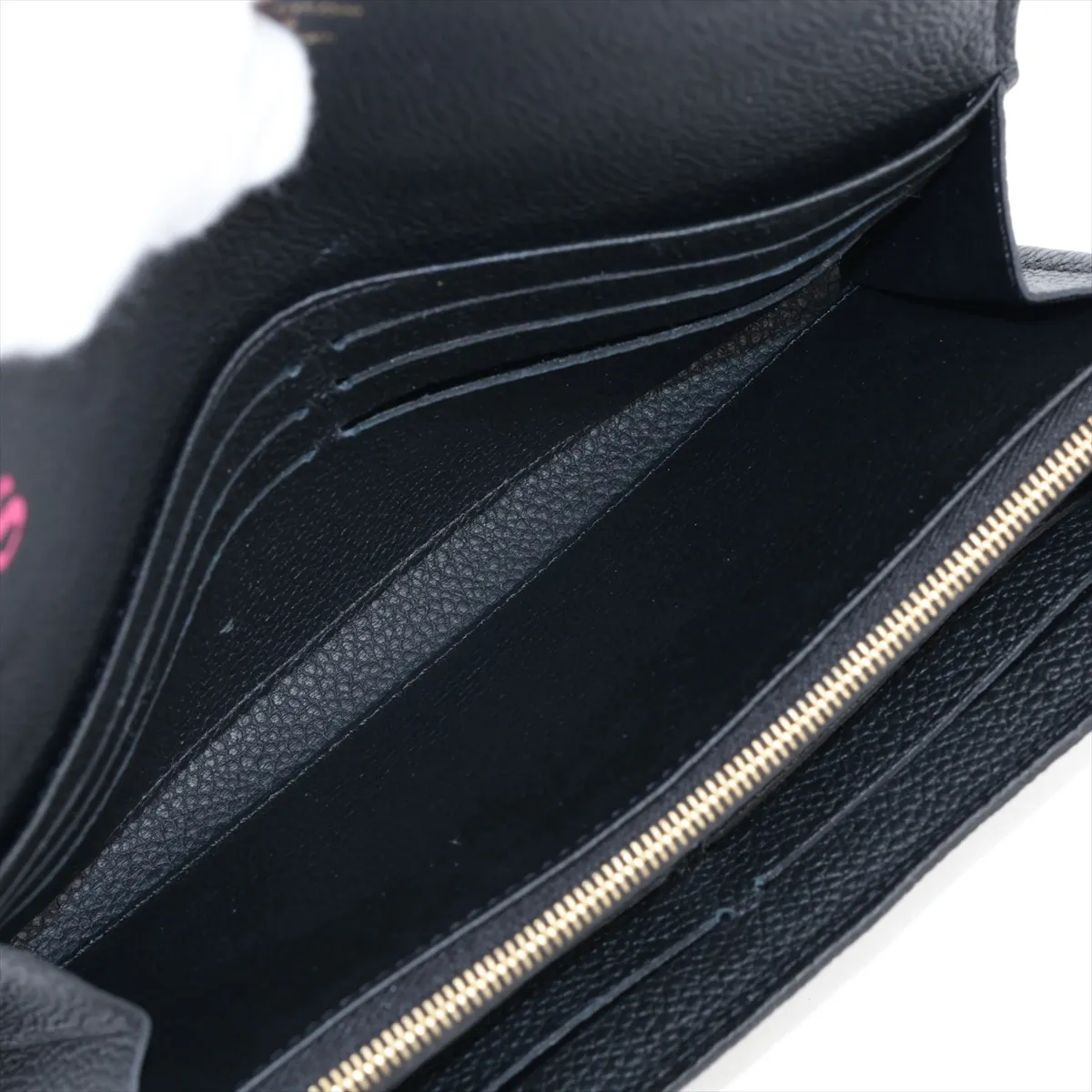 Bicolor Monogram Empreinte Portefeuille Sarah M80496 Noir x Cream Long Wallet with Initials; RFID detected. — view 6