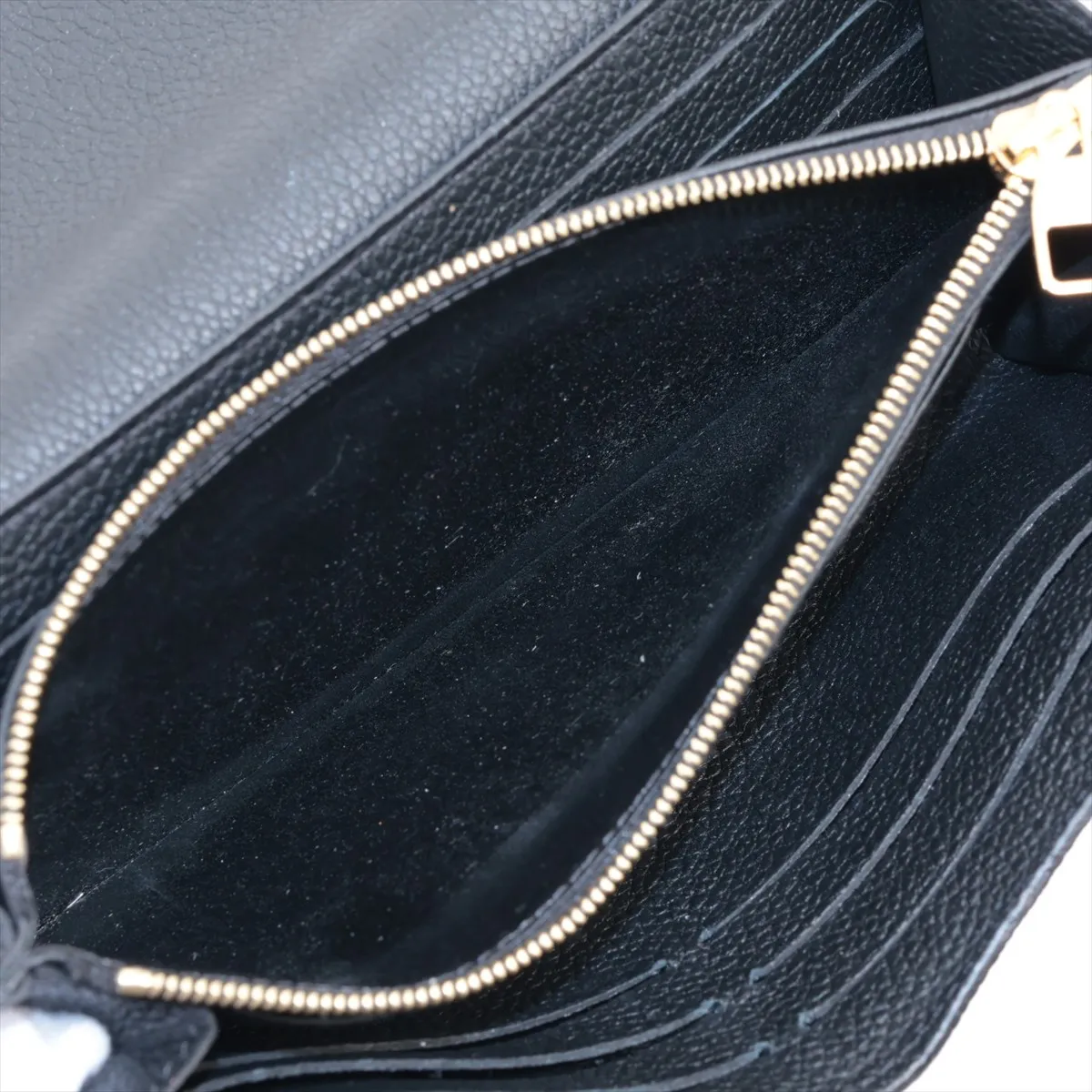 Bicolor Monogram Empreinte Portefeuille Sarah M80496 Noir x Cream Long Wallet with Initials; RFID detected. — view 9