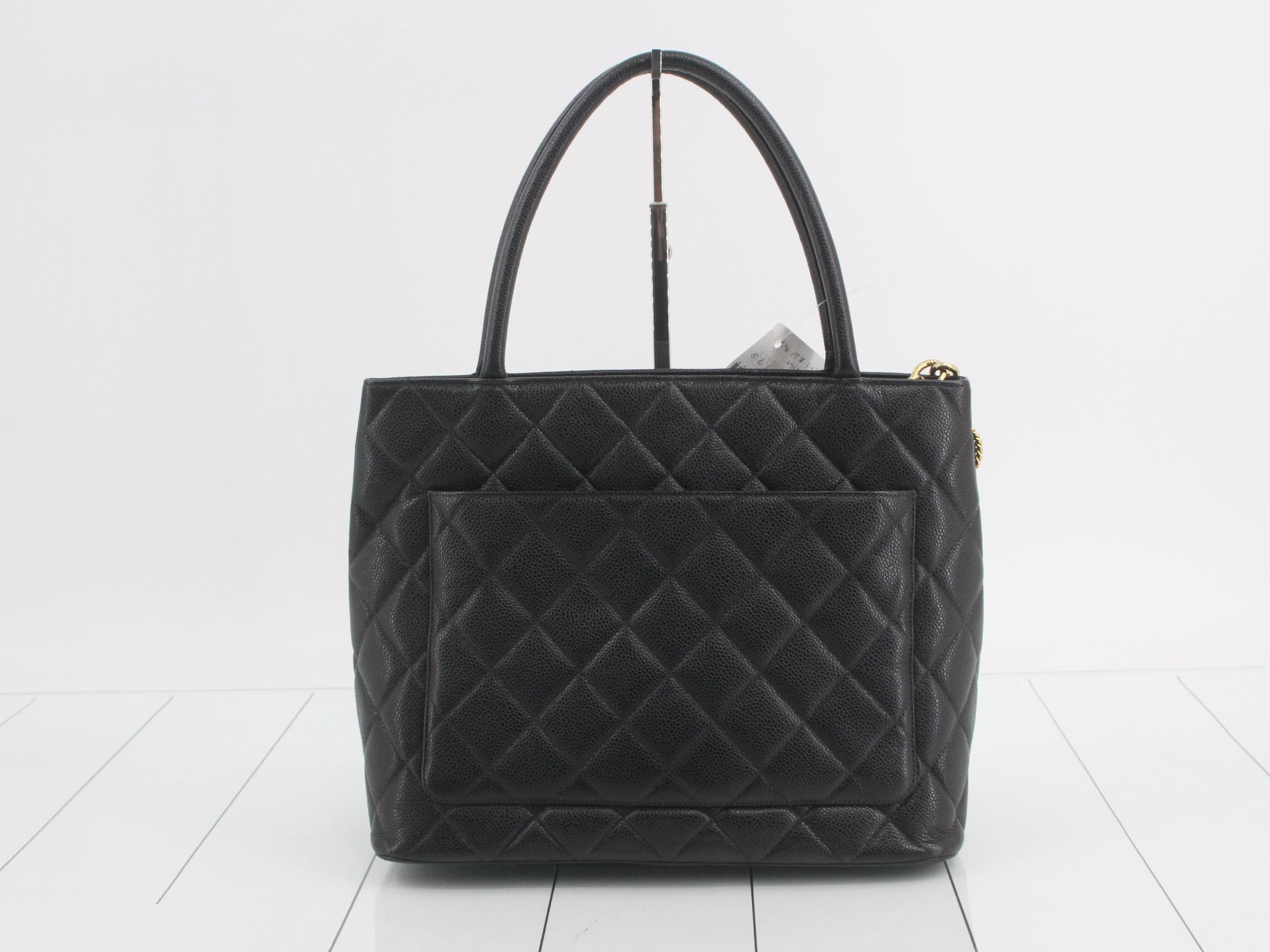 Reissue Tote Bag, Black, GP, Caviar Leather — view 2