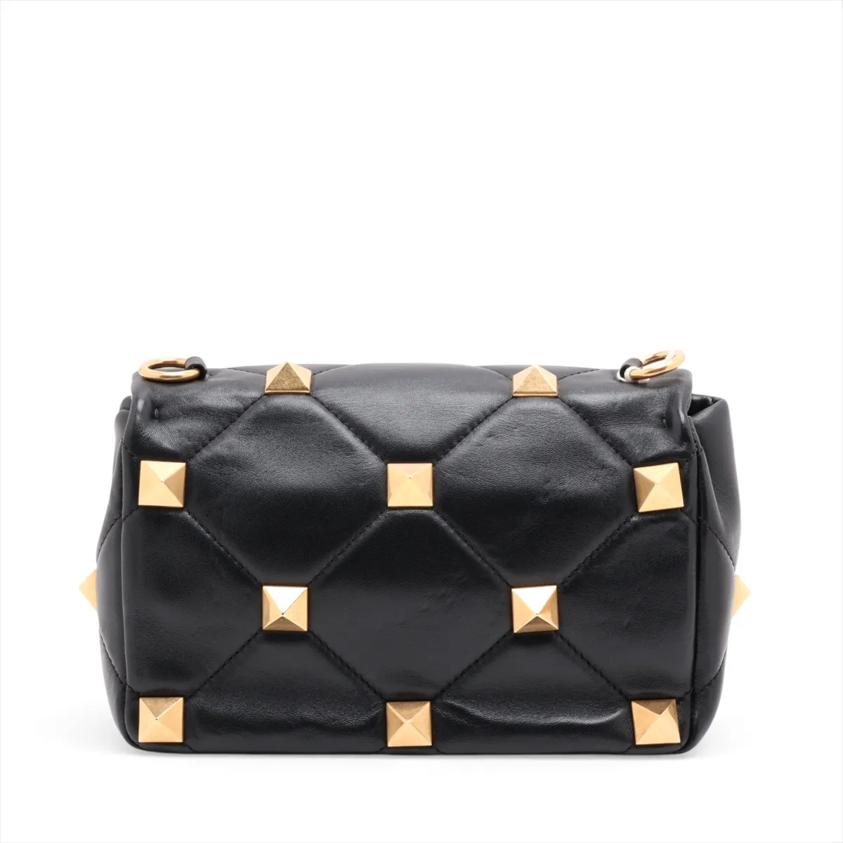 Roman Studded Leather 2-Way Shoulder Bag, Black — view 2
