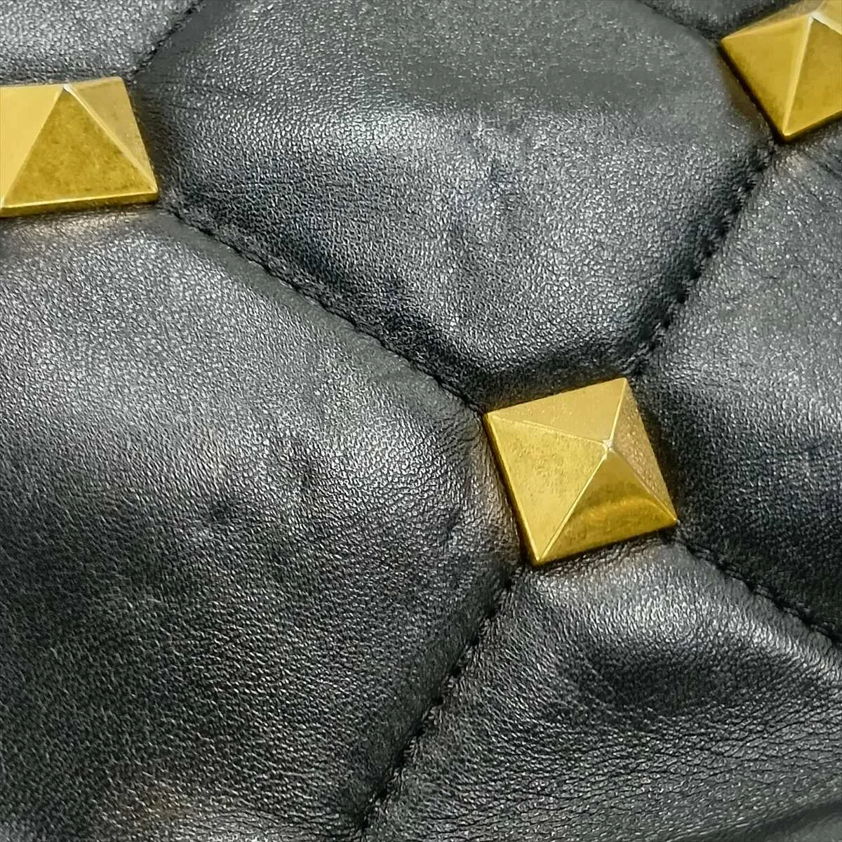 Roman Studded Leather 2-Way Shoulder Bag, Black — view 10
