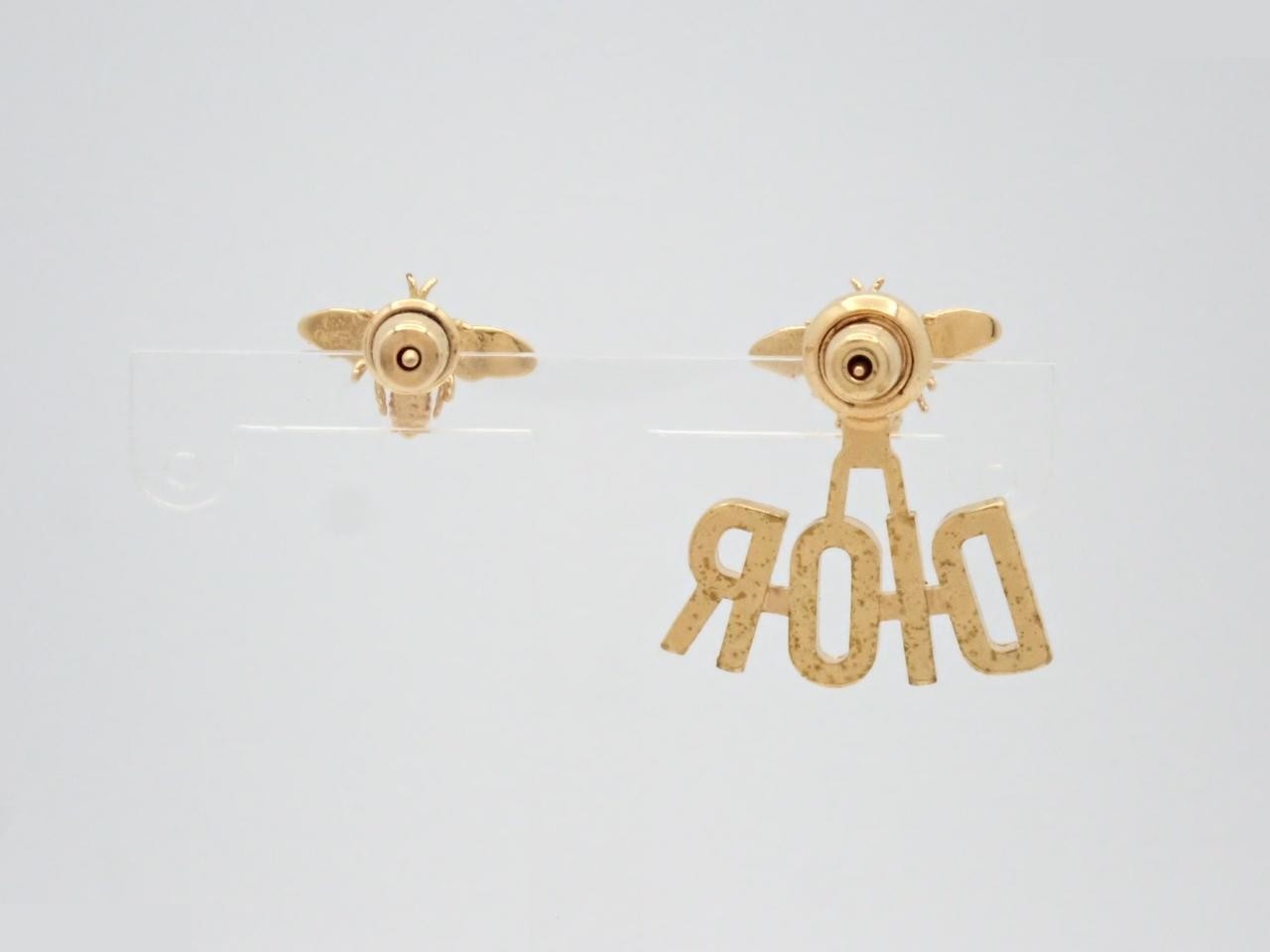Gold Logo Bee Earrings — view 2
