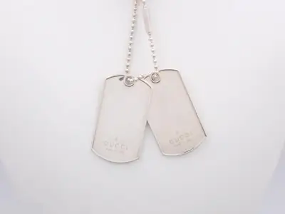 Double Dog Tag Necklace, 925 Sterling Silver, 52.6g