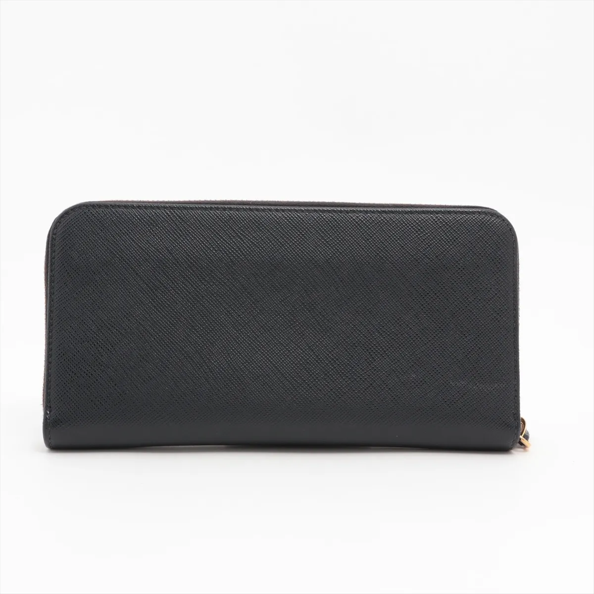 Saffiano 1ML506 Leather Round Zip Wallet Black — view 2