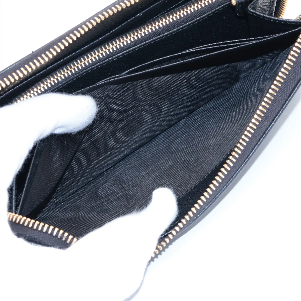 Saffiano 1ML506 Leather Round Zip Wallet Black — view 7