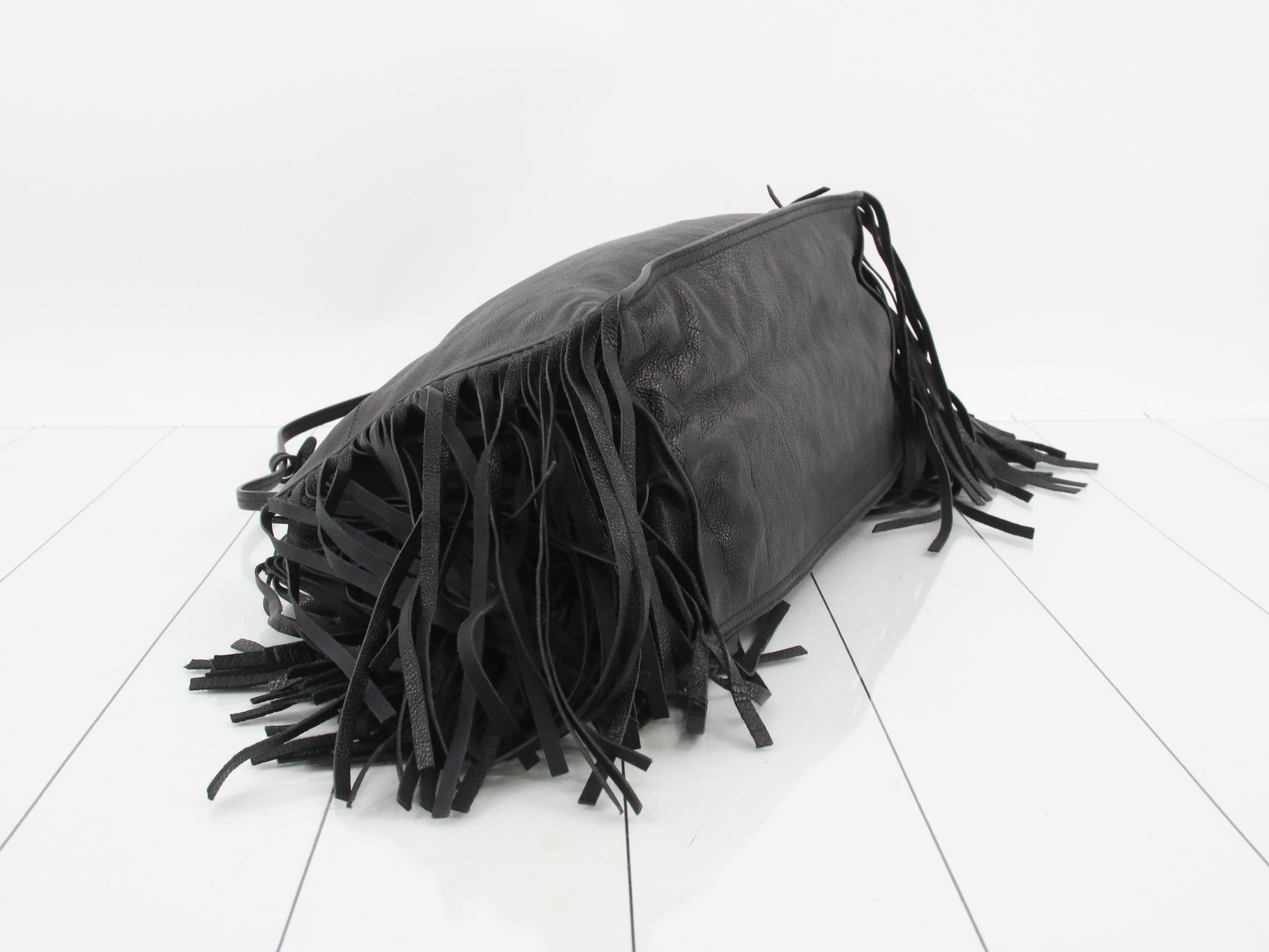 Leather fringe tote bag — view 5