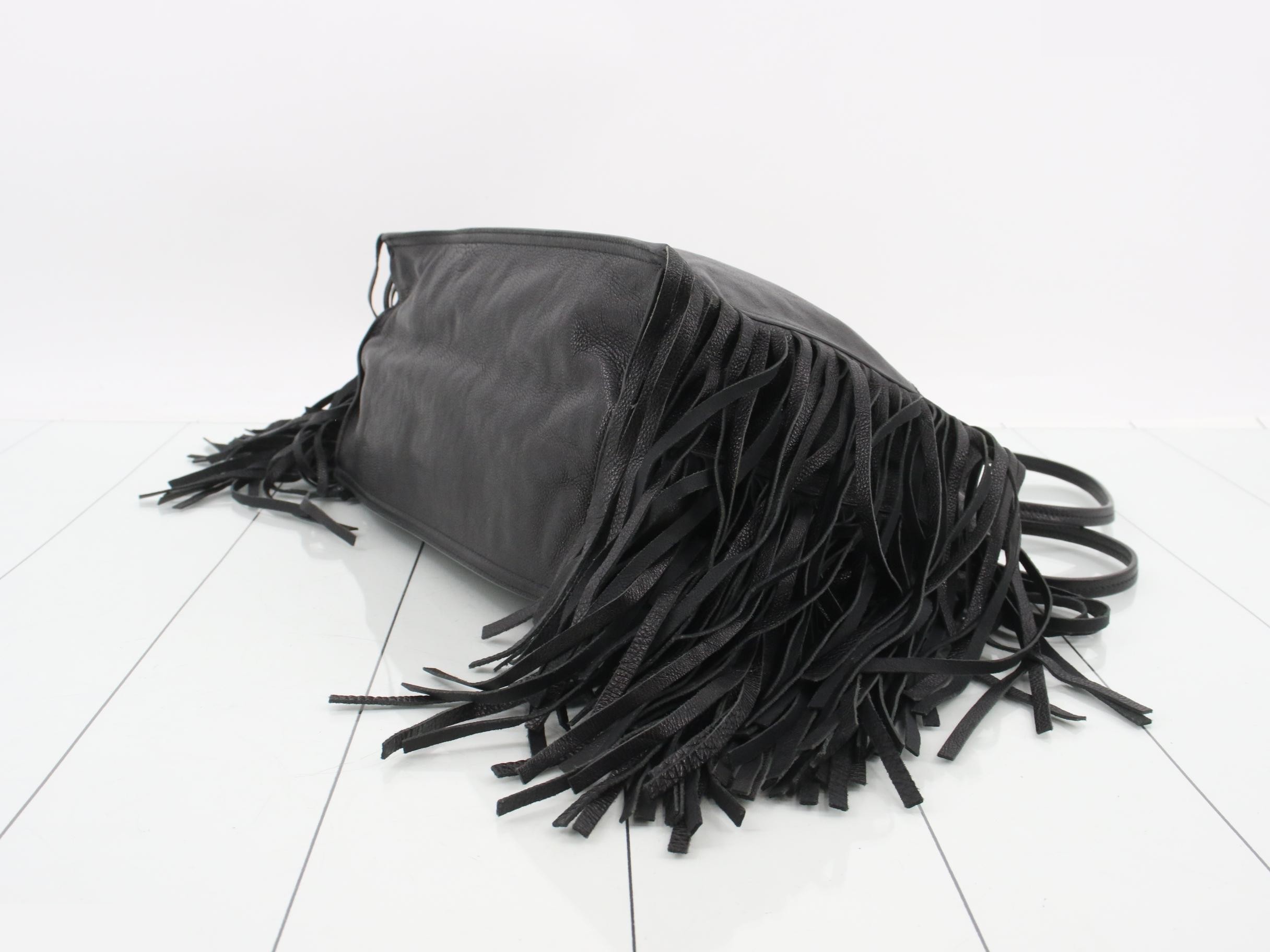 Leather fringe tote bag — view 6