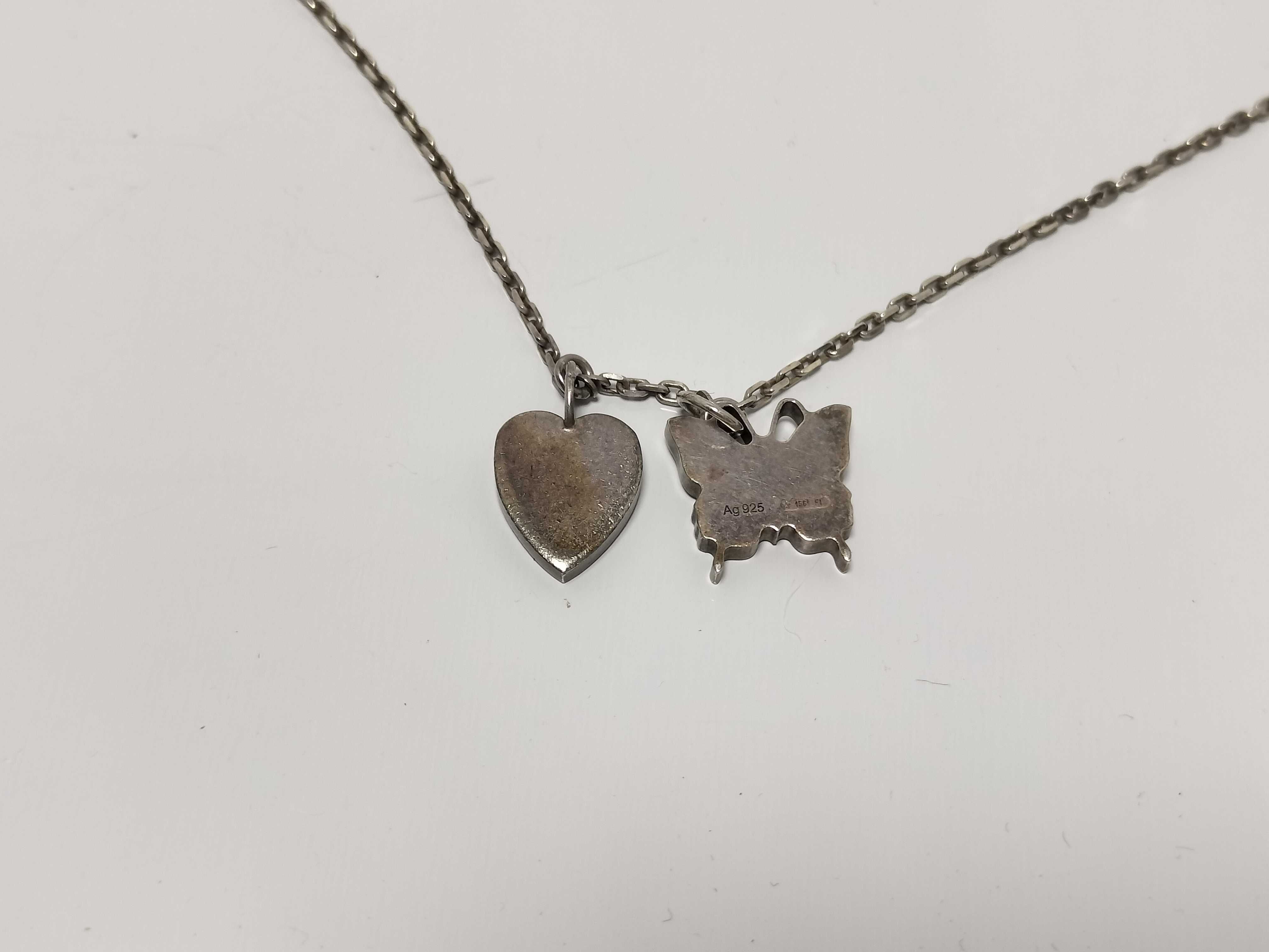 Necklace, Trademark Butterfly & Heart Silver Necklace — view 3