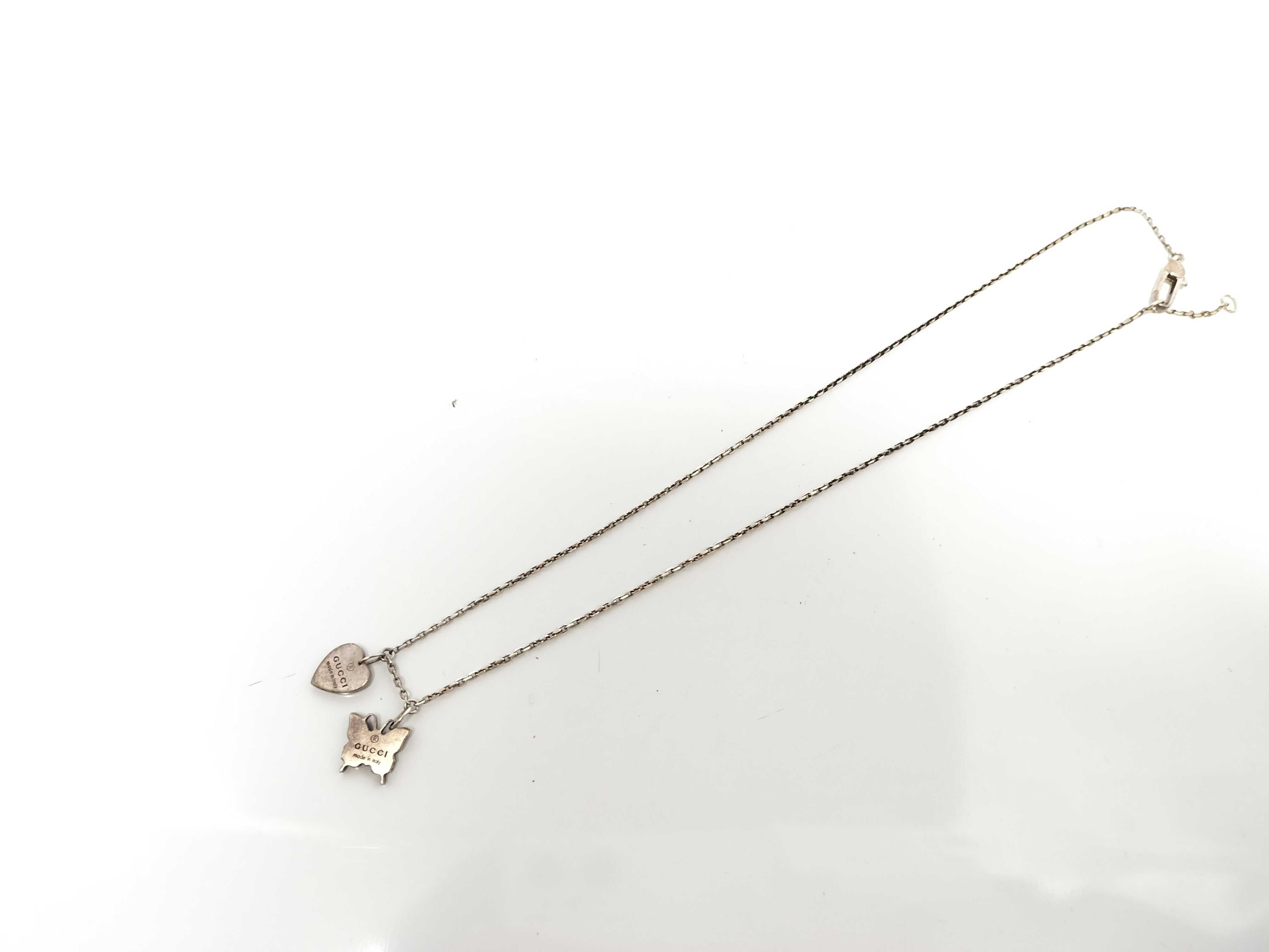 Necklace, Trademark Butterfly & Heart Silver Necklace — view 5