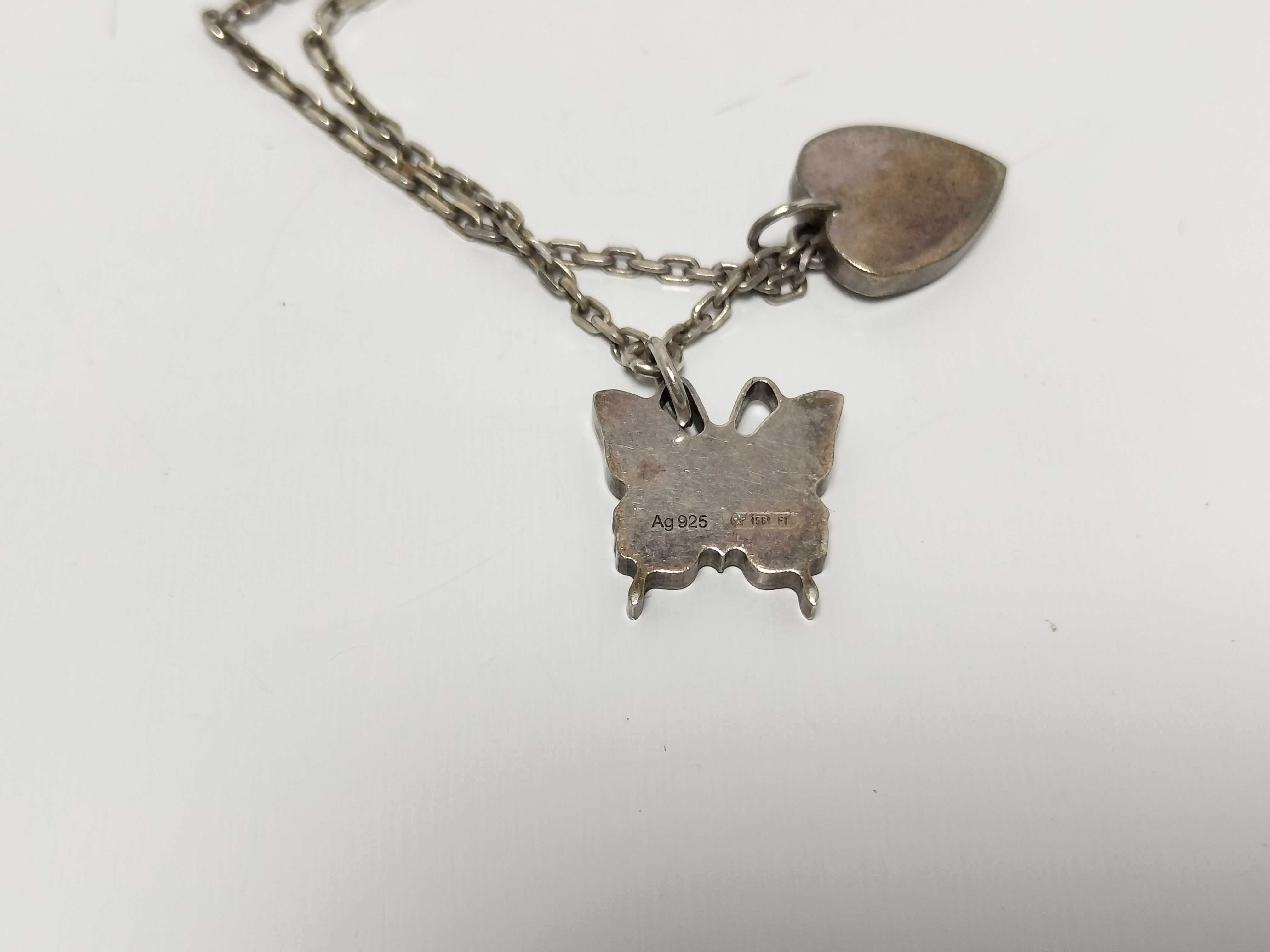 Necklace, Trademark Butterfly & Heart Silver Necklace — view 6