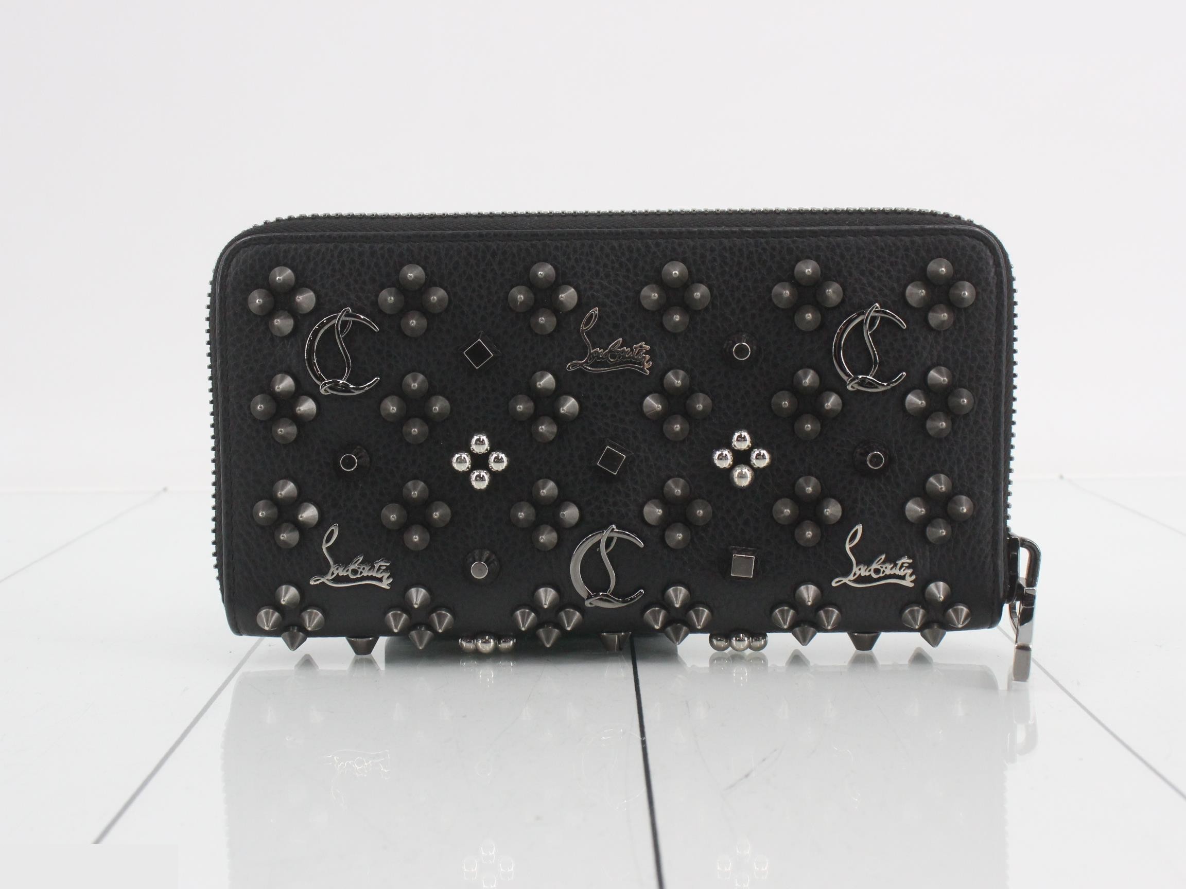 Panettone Long Wallet, Round, Leather, Black, Studs — view 2