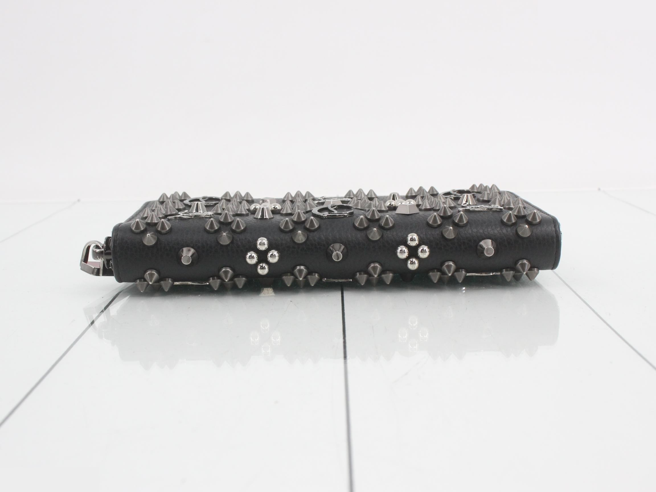 Panettone Long Wallet, Round, Leather, Black, Studs — view 3