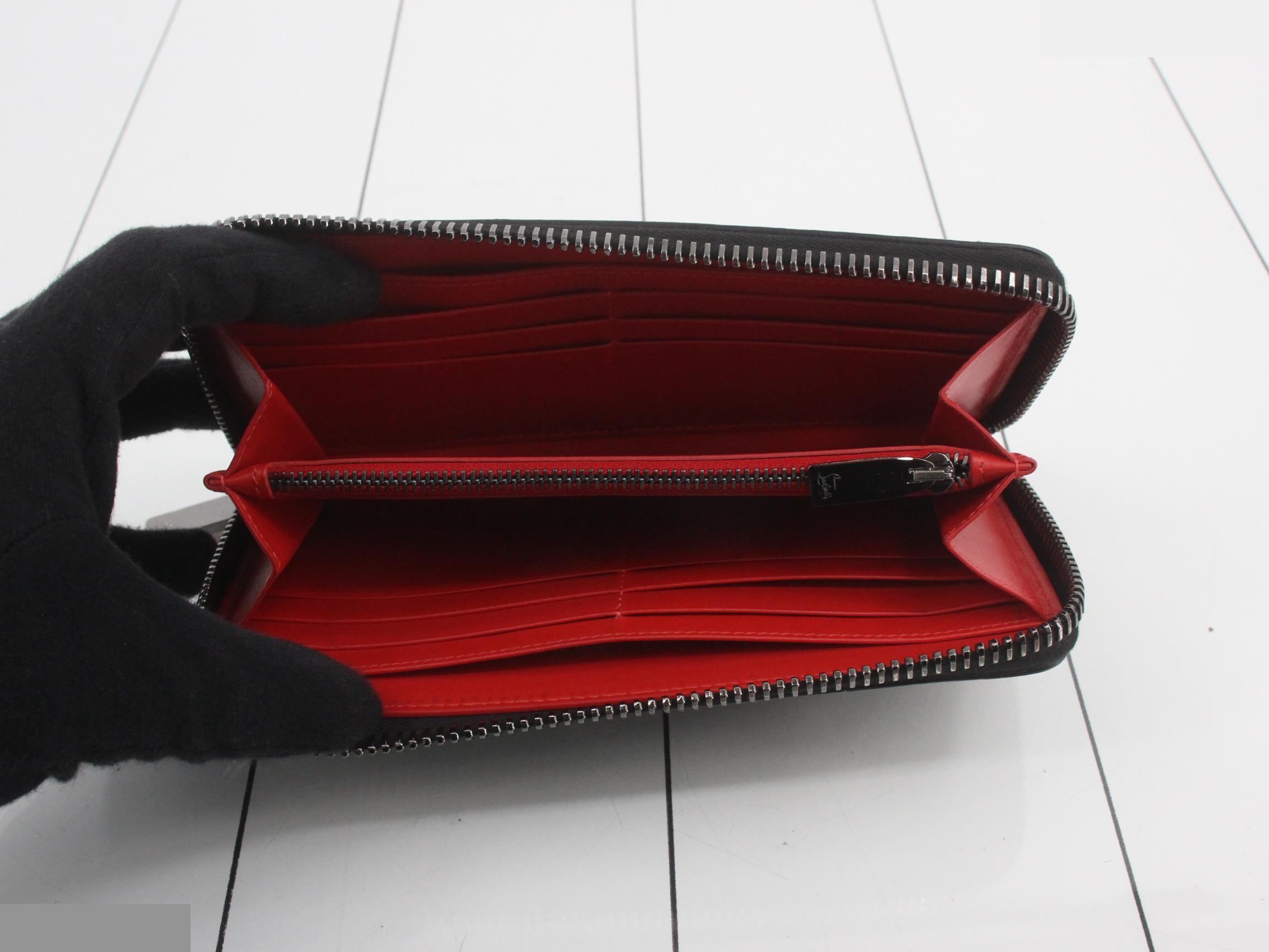 Panettone Long Wallet, Round, Leather, Black, Studs — view 4