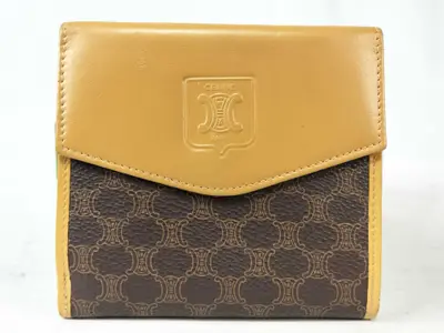 Macadam pattern double snap trifold wallet