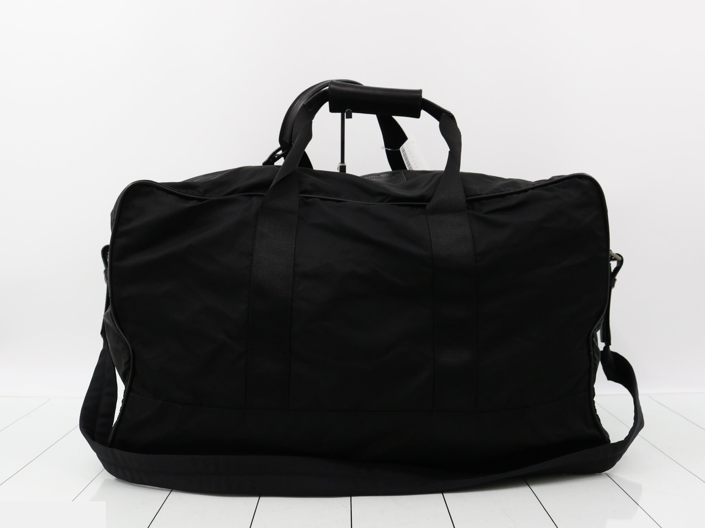 Nylon Triangle Plate 2-Way Shoulder/Boston Bag, Black — view 2