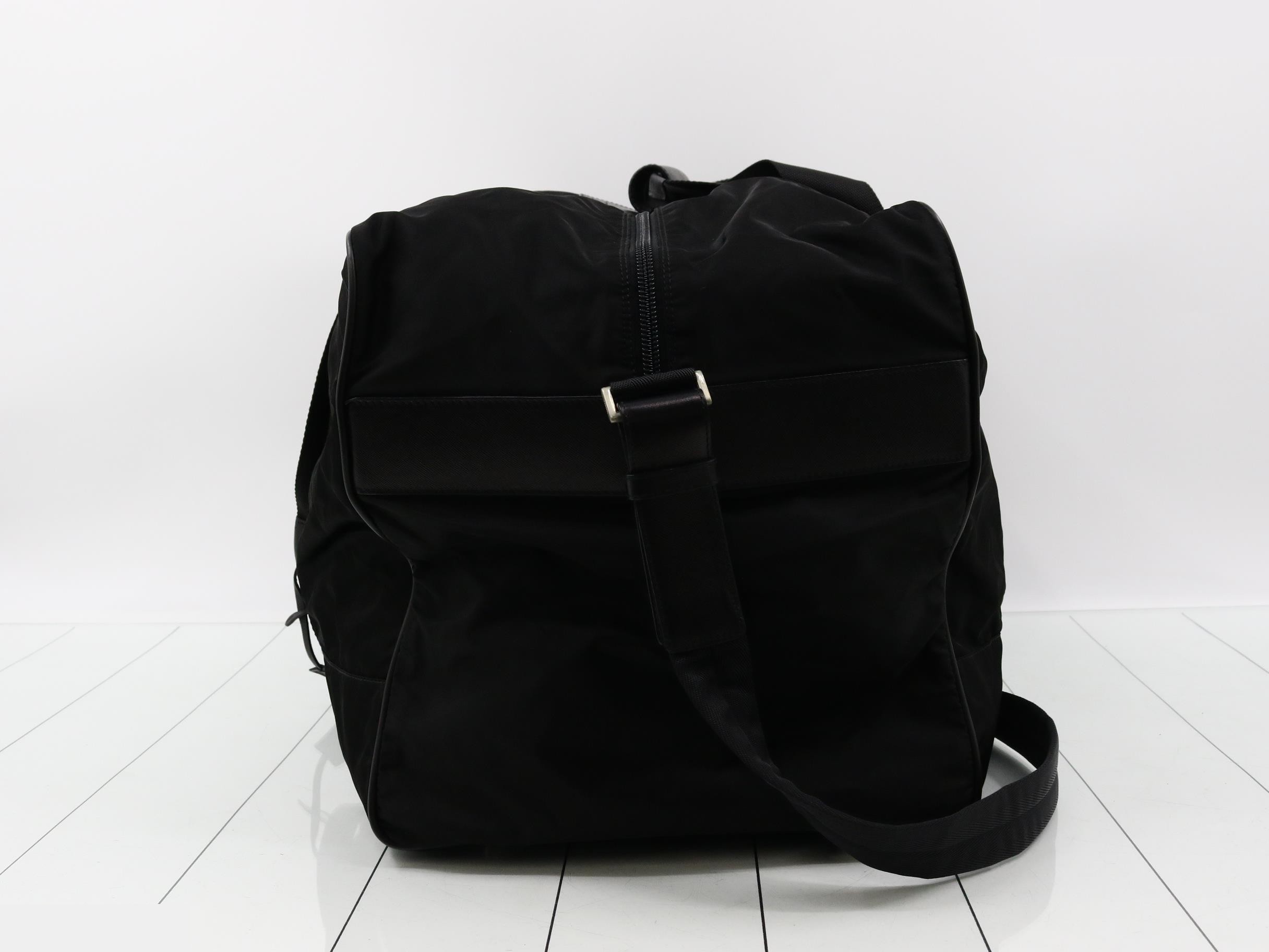 Nylon Triangle Plate 2-Way Shoulder/Boston Bag, Black — view 3