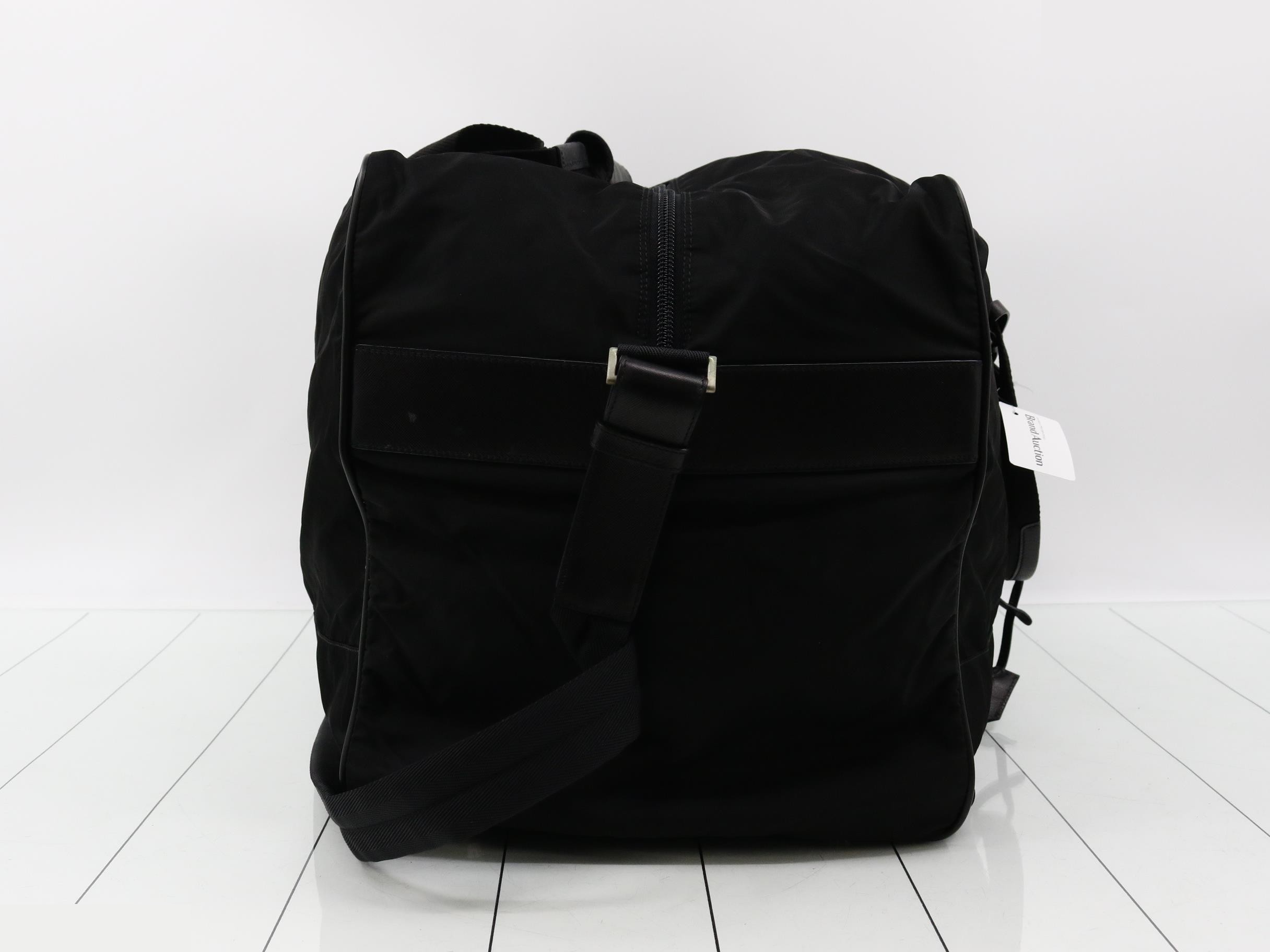 Nylon Triangle Plate 2-Way Shoulder/Boston Bag, Black — view 4