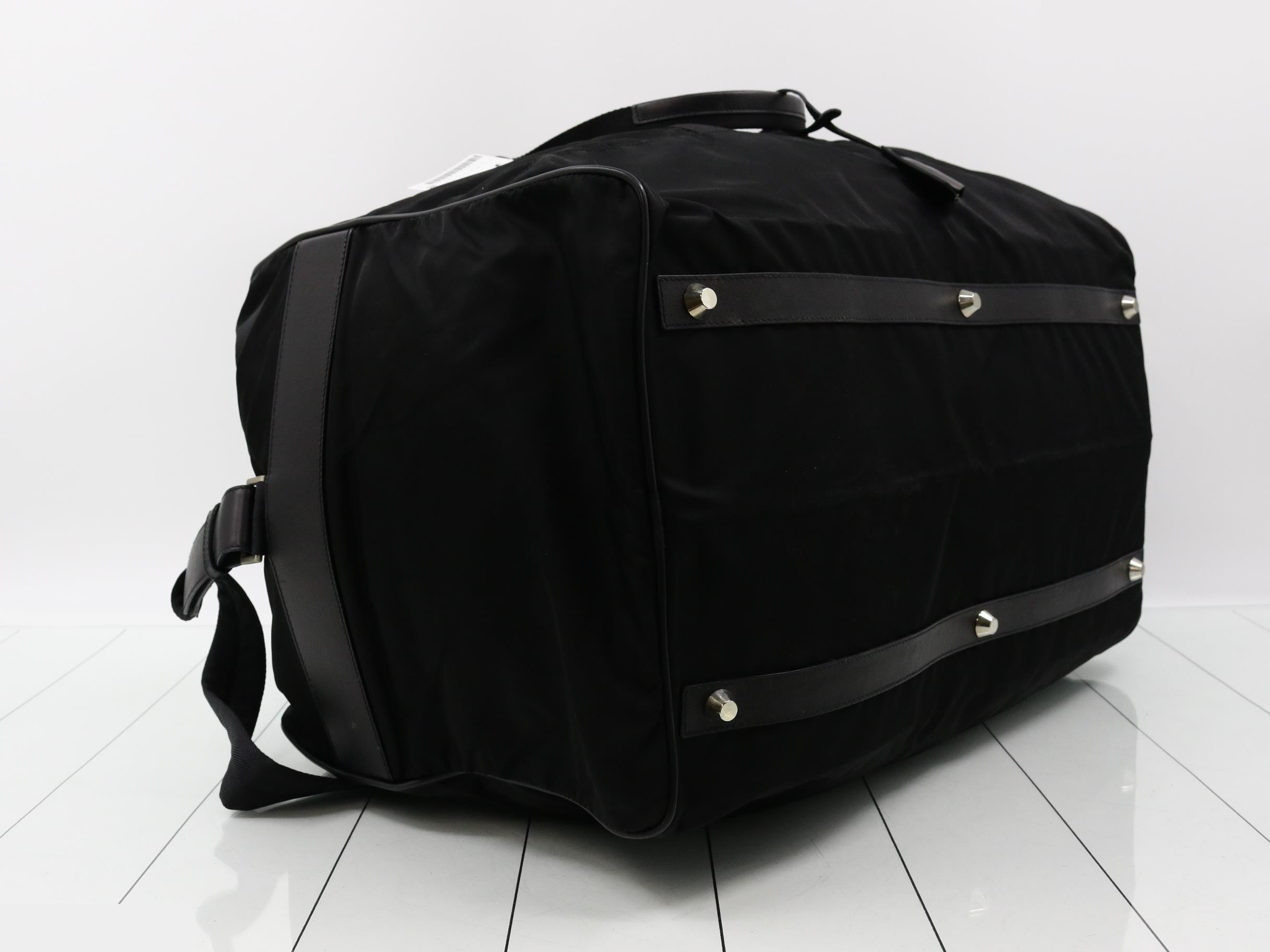 Nylon Triangle Plate 2-Way Shoulder/Boston Bag, Black — view 5