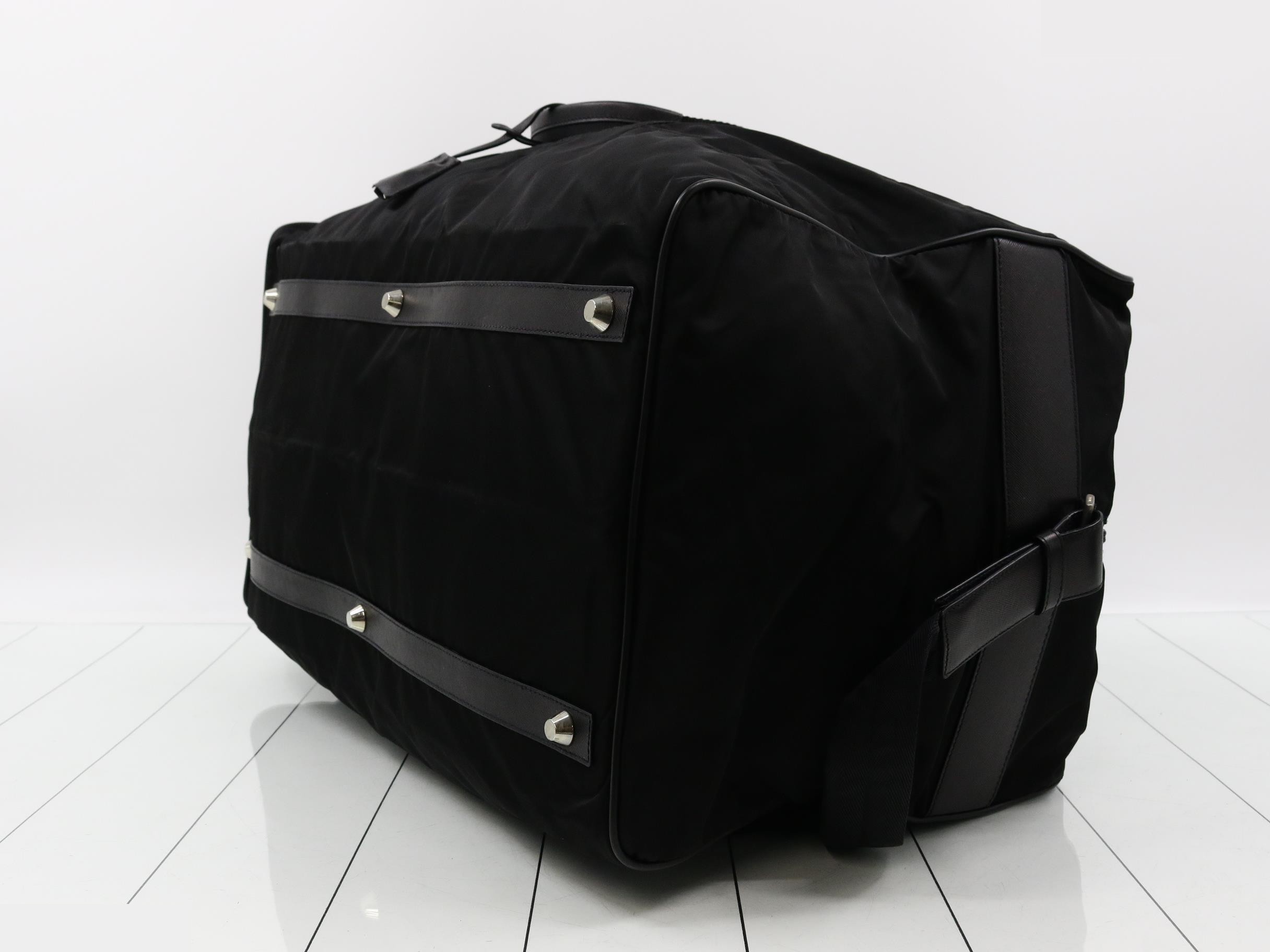 Nylon Triangle Plate 2-Way Shoulder/Boston Bag, Black — view 6