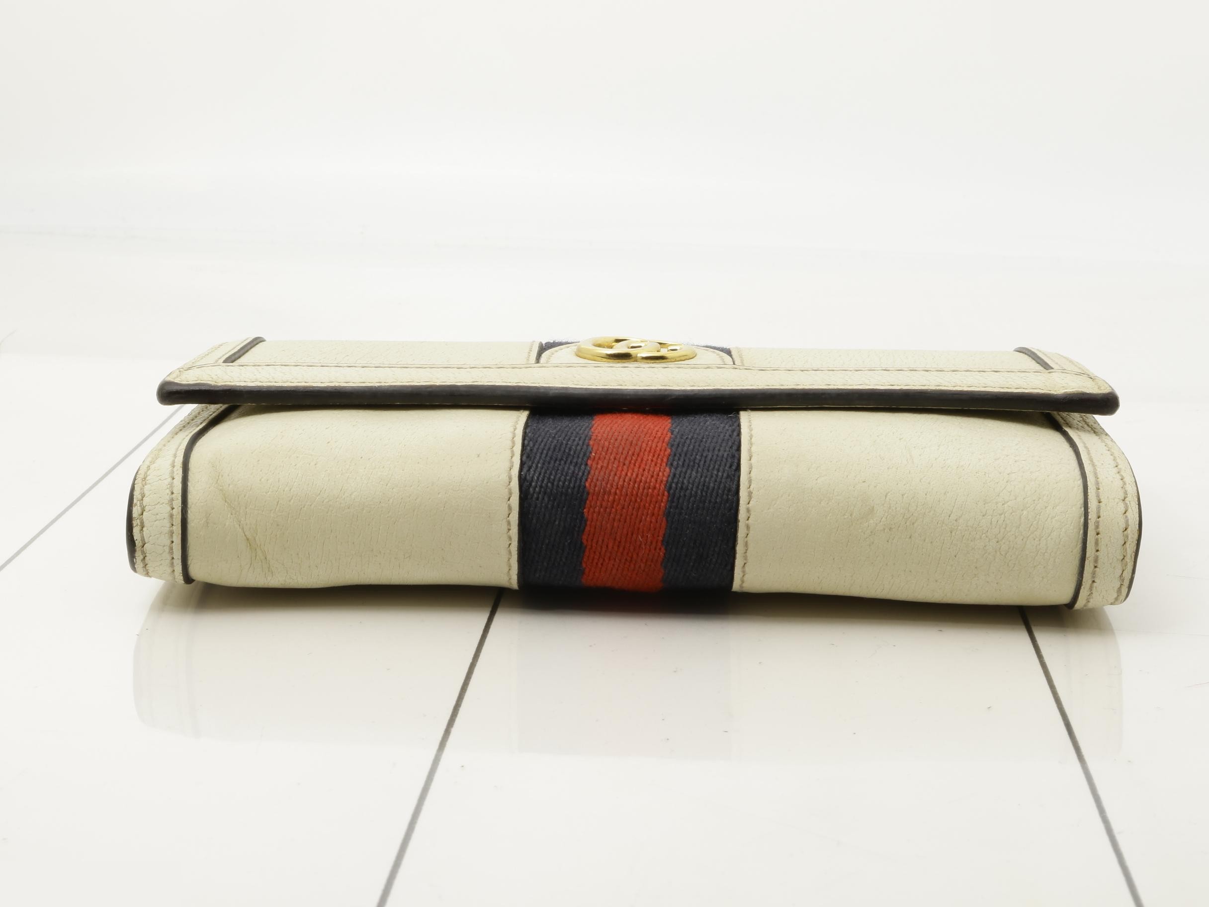Double G Web Stripe Sherry Line Leather Long Wallet — view 3