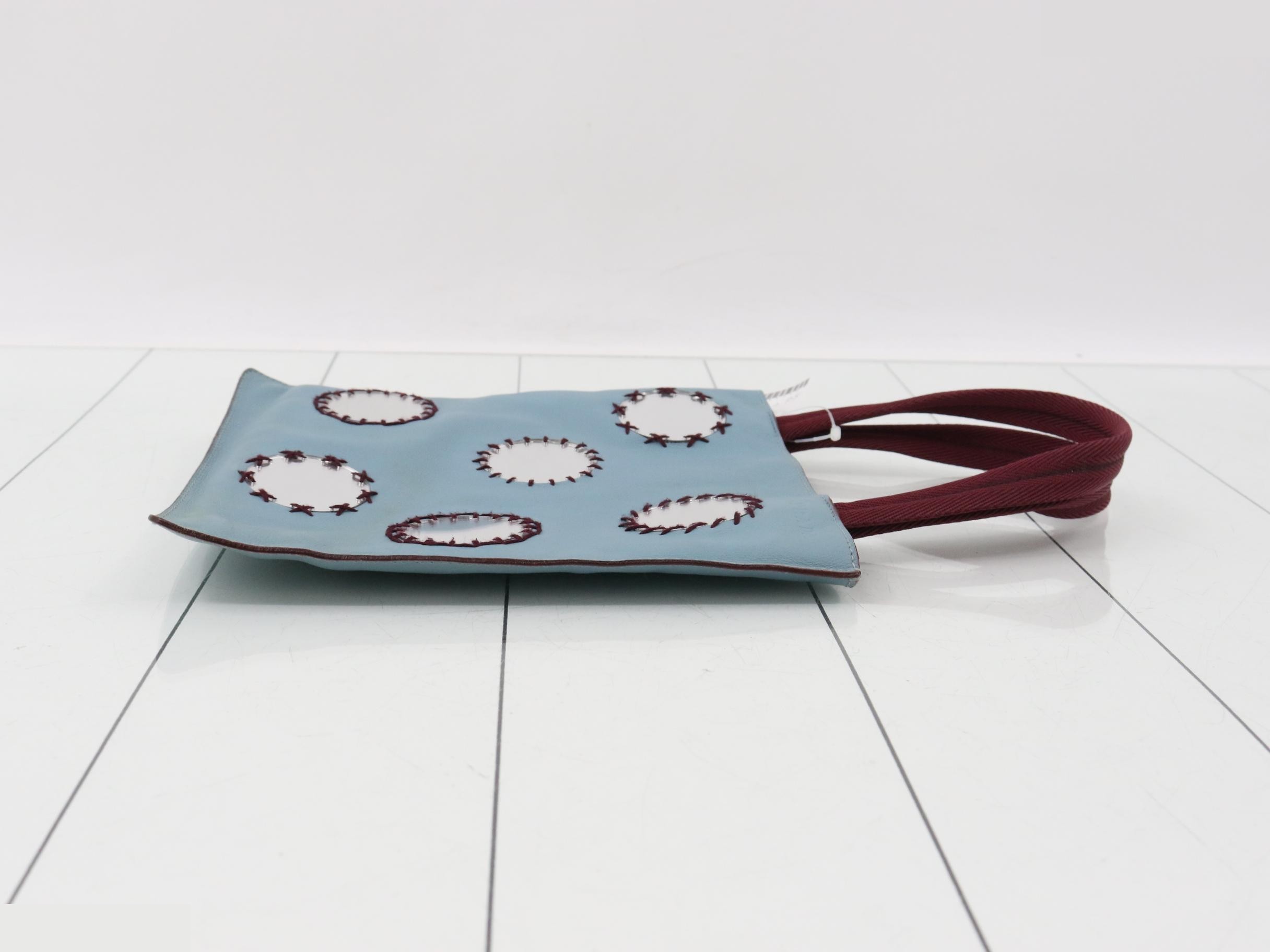 Mirror bag, embossed leather, blue — view 3