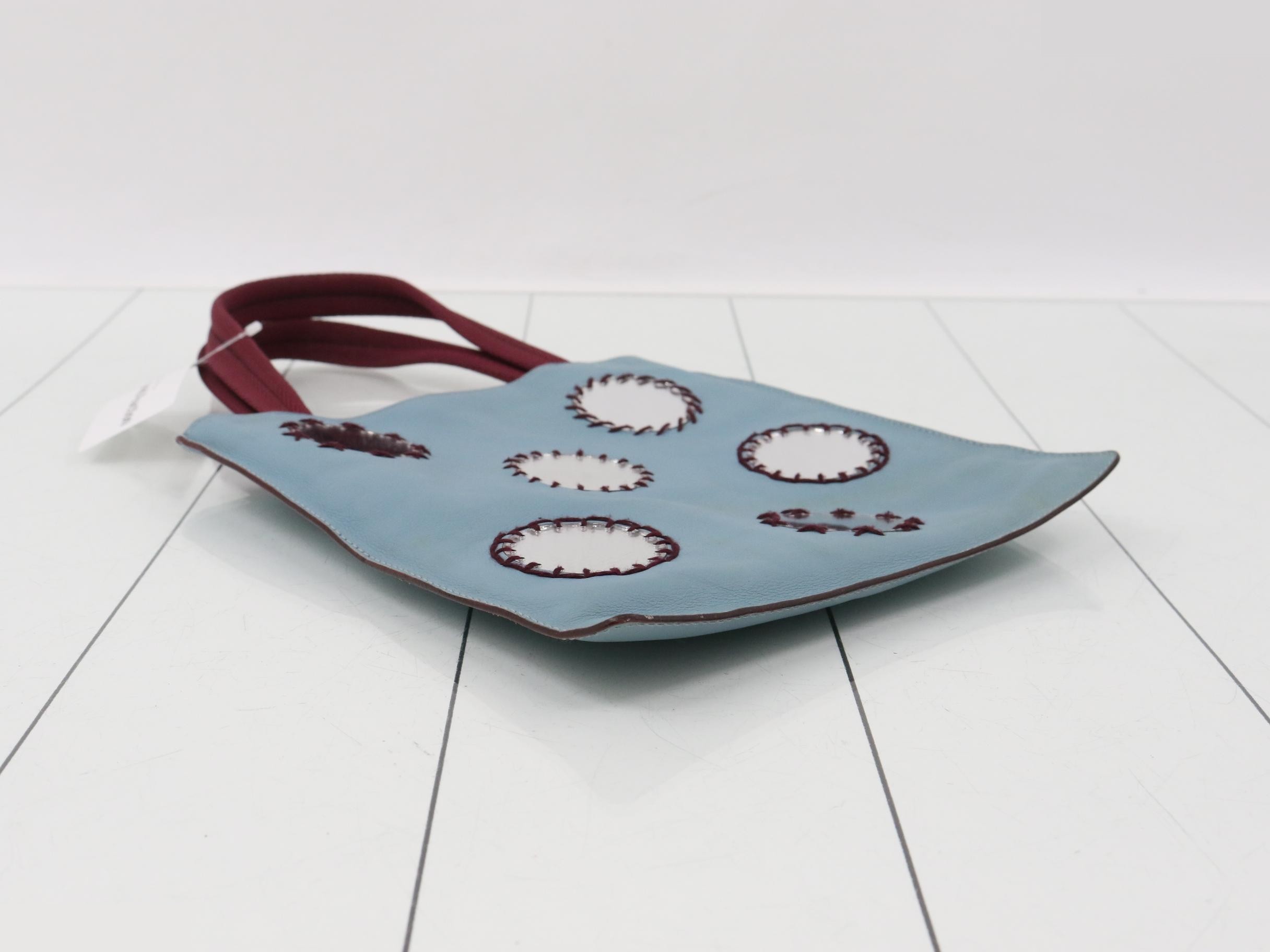 Mirror bag, embossed leather, blue — view 5
