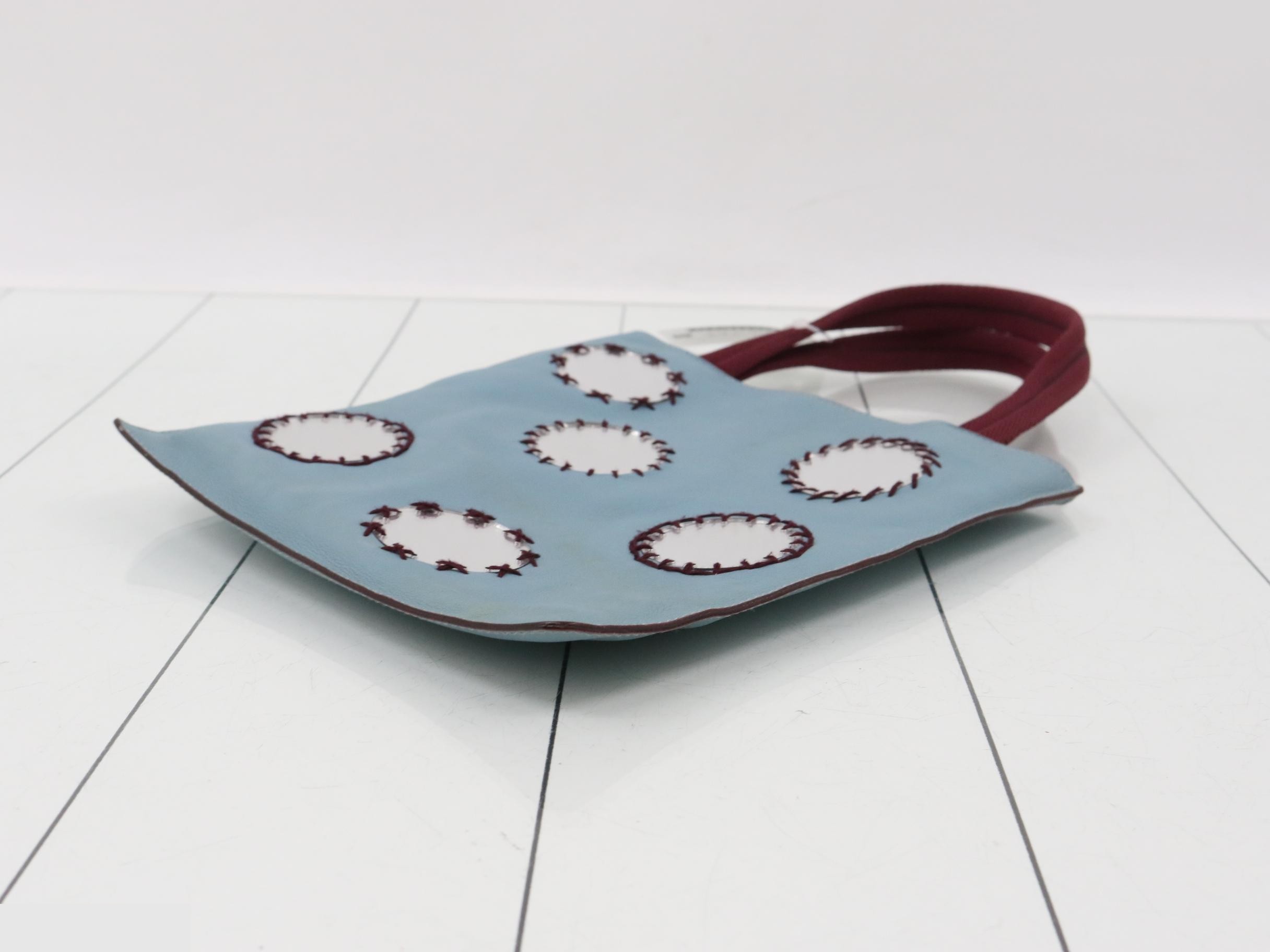 Mirror bag, embossed leather, blue — view 6